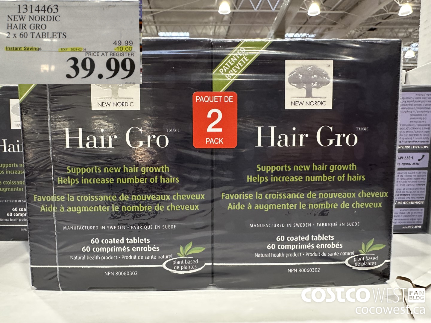 1314463 NEW NORDIC HAIR GRO 2 X 60 TABLETS ($10.00 INSTANT SAVINGS EXPIRES ON 2024-02-04) $39.99