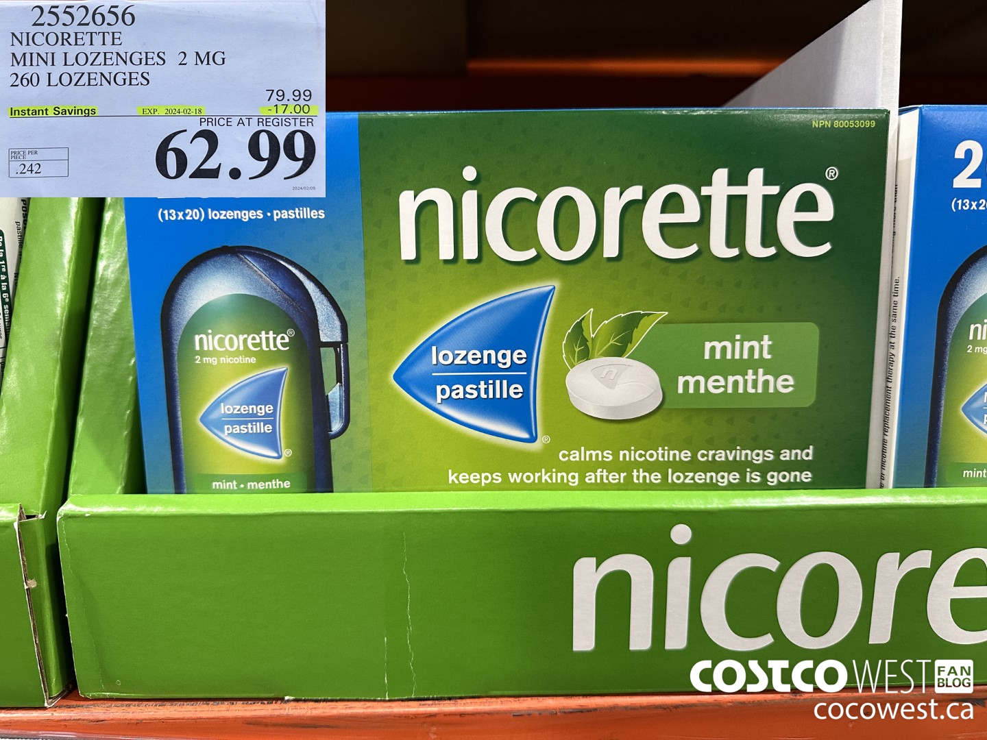 2552656 NICORETTE MINI LOZENGES 2 MG 260 LOZENGES ($17.00 INSTANT SAVINGS EXPIRES ON 2024-02-18) $62.99