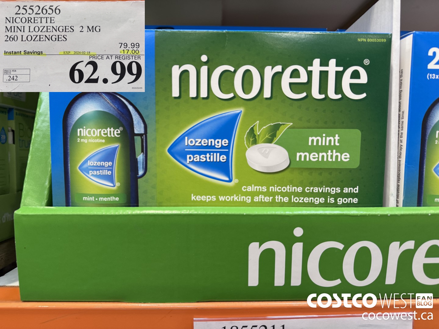 2552656 NICORETTE MINI LOZENGES 2 MG 260 LOZENGES ($17.00 INSTANT SAVINGS EXPIRES ON 2024-02-18) $62.99