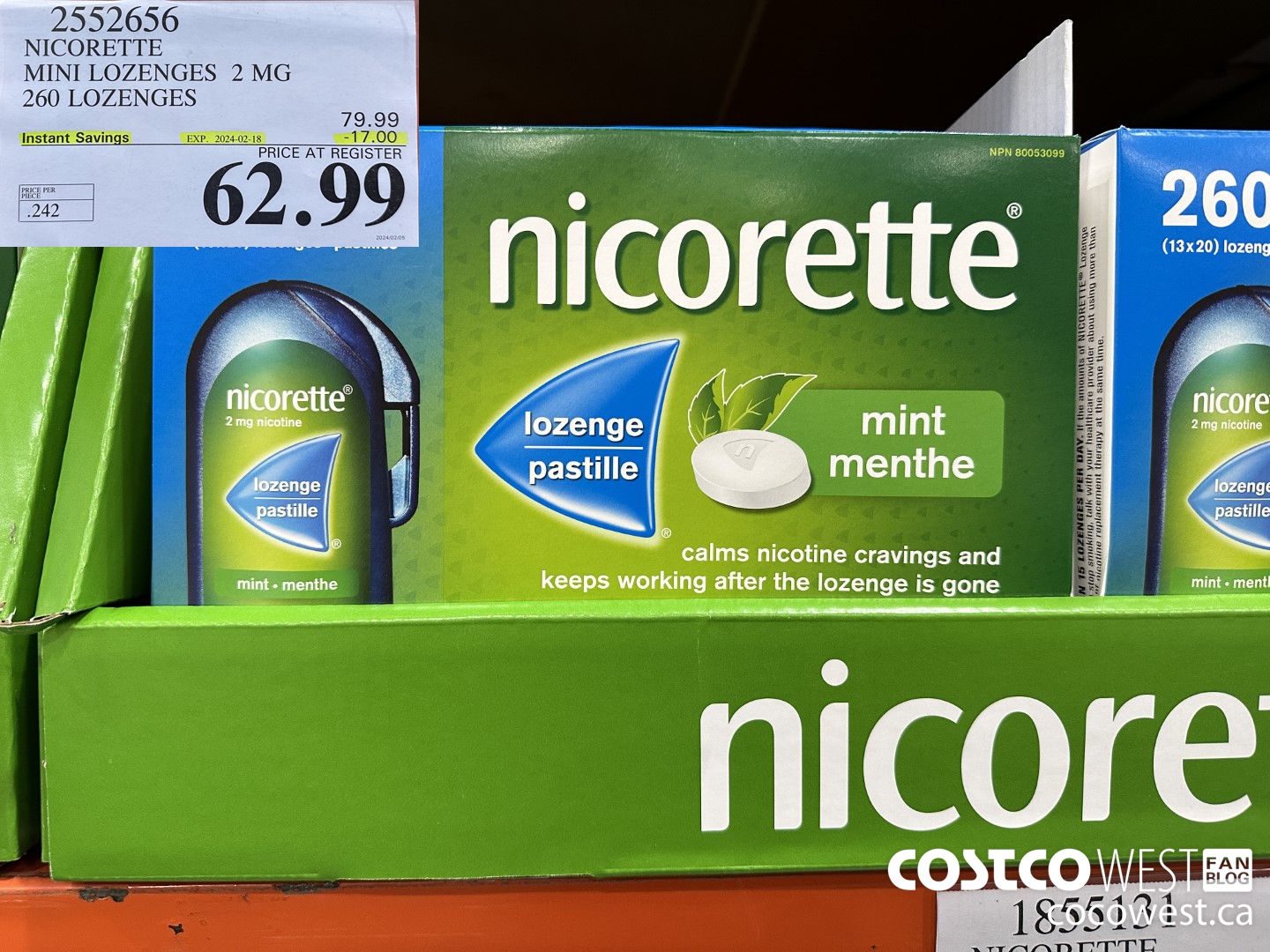 2552656 NICORETTE MINI LOZENGES 2 MG 260 LOZENGES ($17.00 INSTANT SAVINGS EXPIRES ON 2024-02-18) $62.99