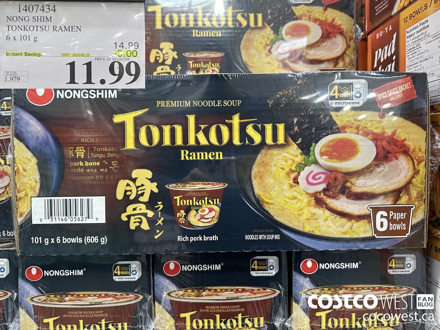 1407434 NONG SHIM TONKOTSU RAMEN 6 x 101 g ($3.00 INSTANT SAVINGS EXPIRES ON 2024-02-25) $11.99