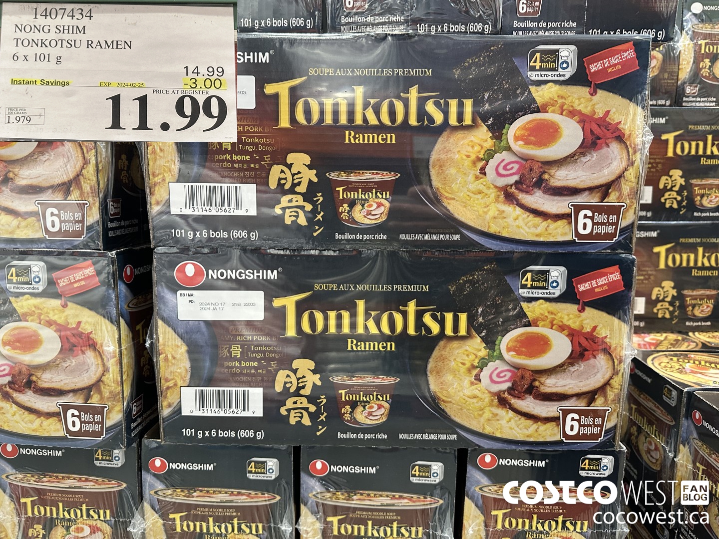 1407434 NONG SHIM TONKOTSU RAMEN 6 x 101 g ($3.00 INSTANT SAVINGS EXPIRES ON 2024-02-25) $11.99