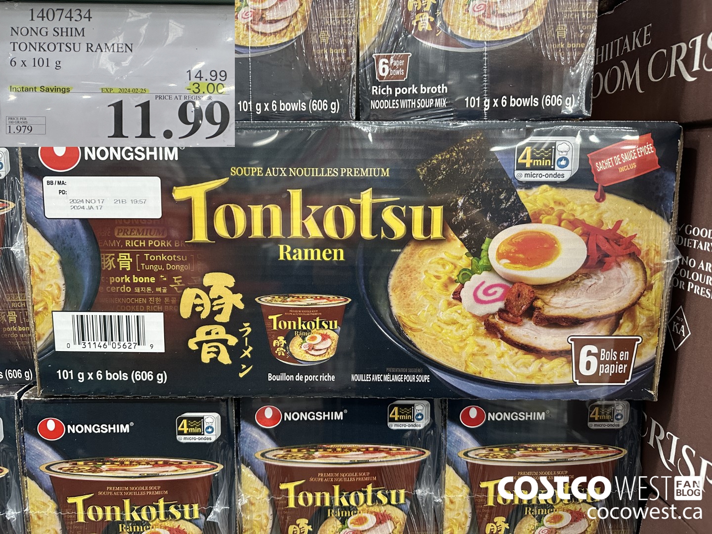 1407434 NONG SHIM TONKOTSU RAMEN 6 x 101 g ($3.00 INSTANT SAVINGS EXPIRES ON 2024-02-25) $11.99