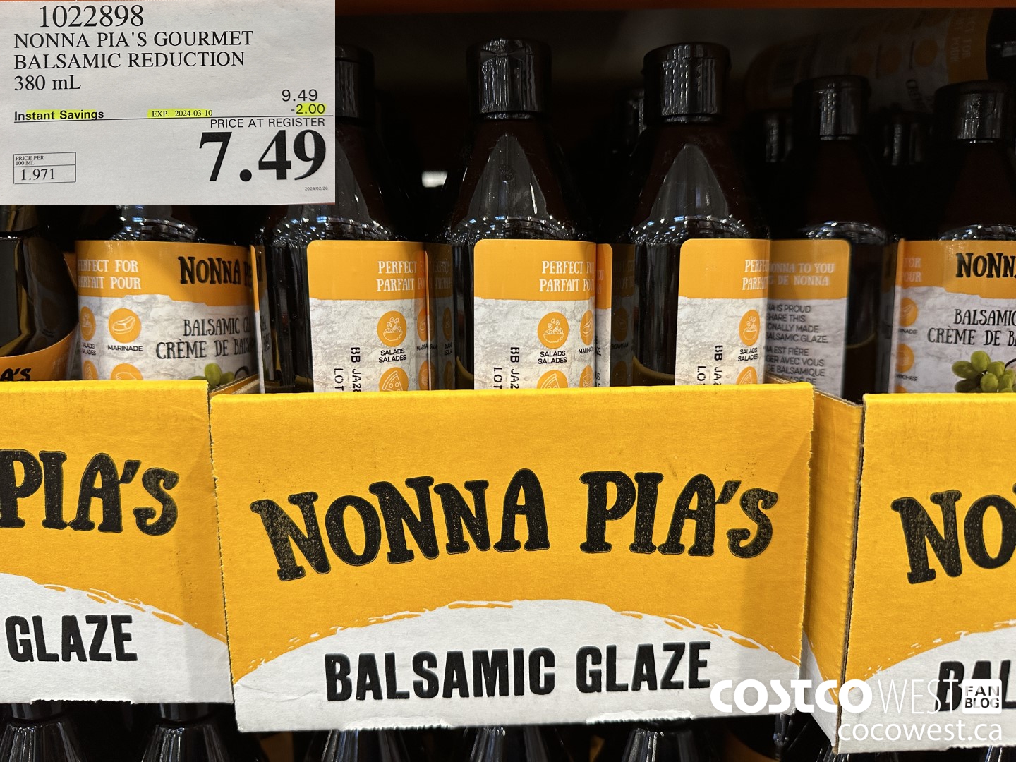 1022898 NONNA PIA'S GOURMET BALSAMIC REDUCTION 380 ML ($2.00 INSTANT SAVINGS EXPIRES ON 2024-03-10) $7.49