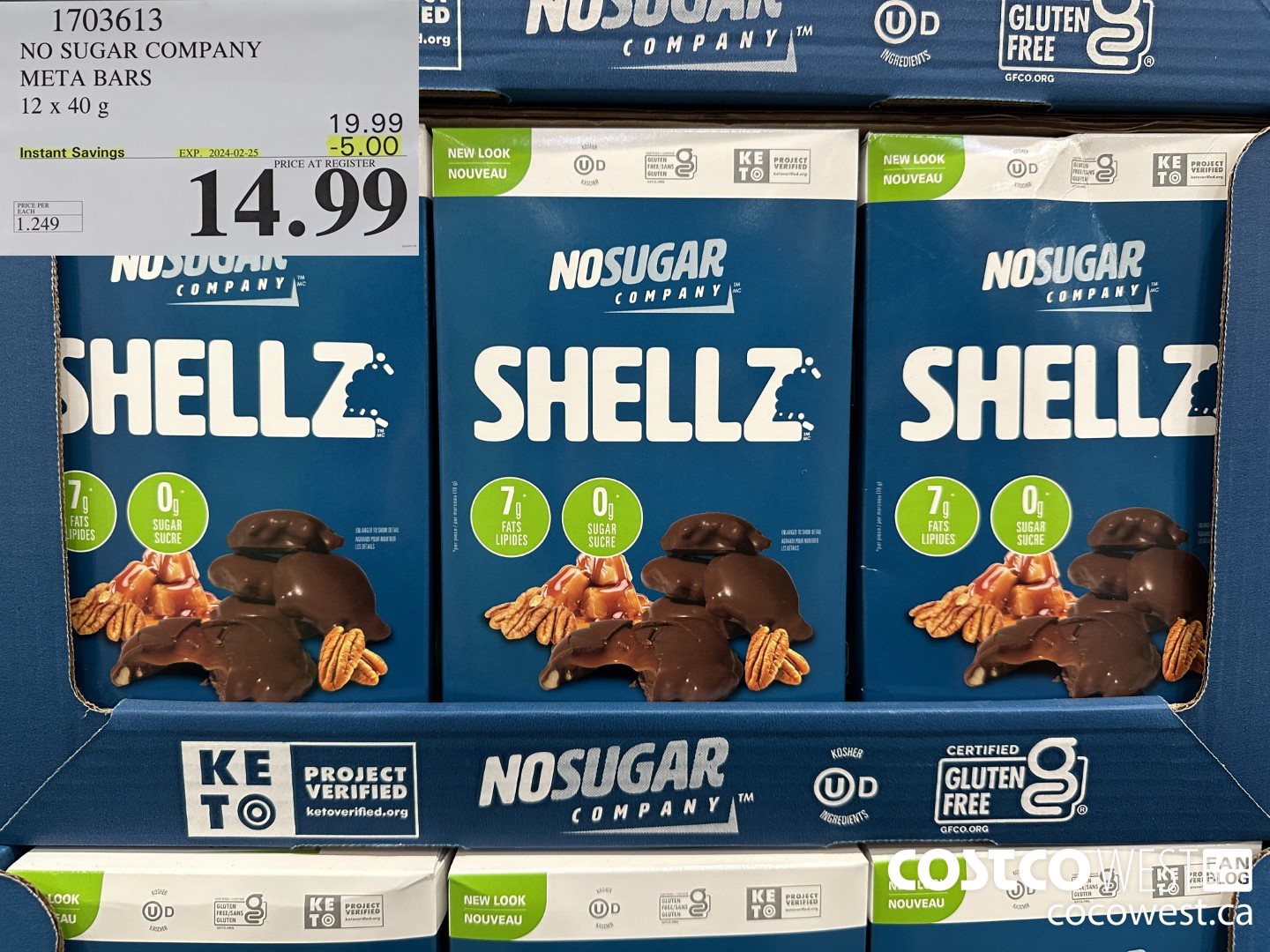 1703613 NO SUGAR COMPANY META BARS 12 x 40g ($5.00 INSTANT SAVINGS EXPIRES ON 2024-02-25) $14.99