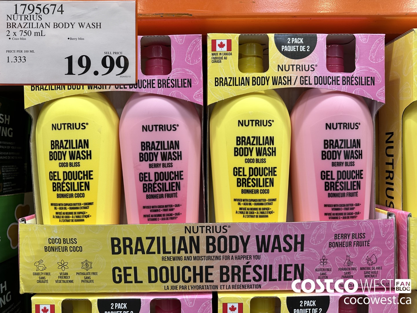 1795674 NUTRIUS BRAZILIAN BODY WASH 2 X 750ML $19.99
