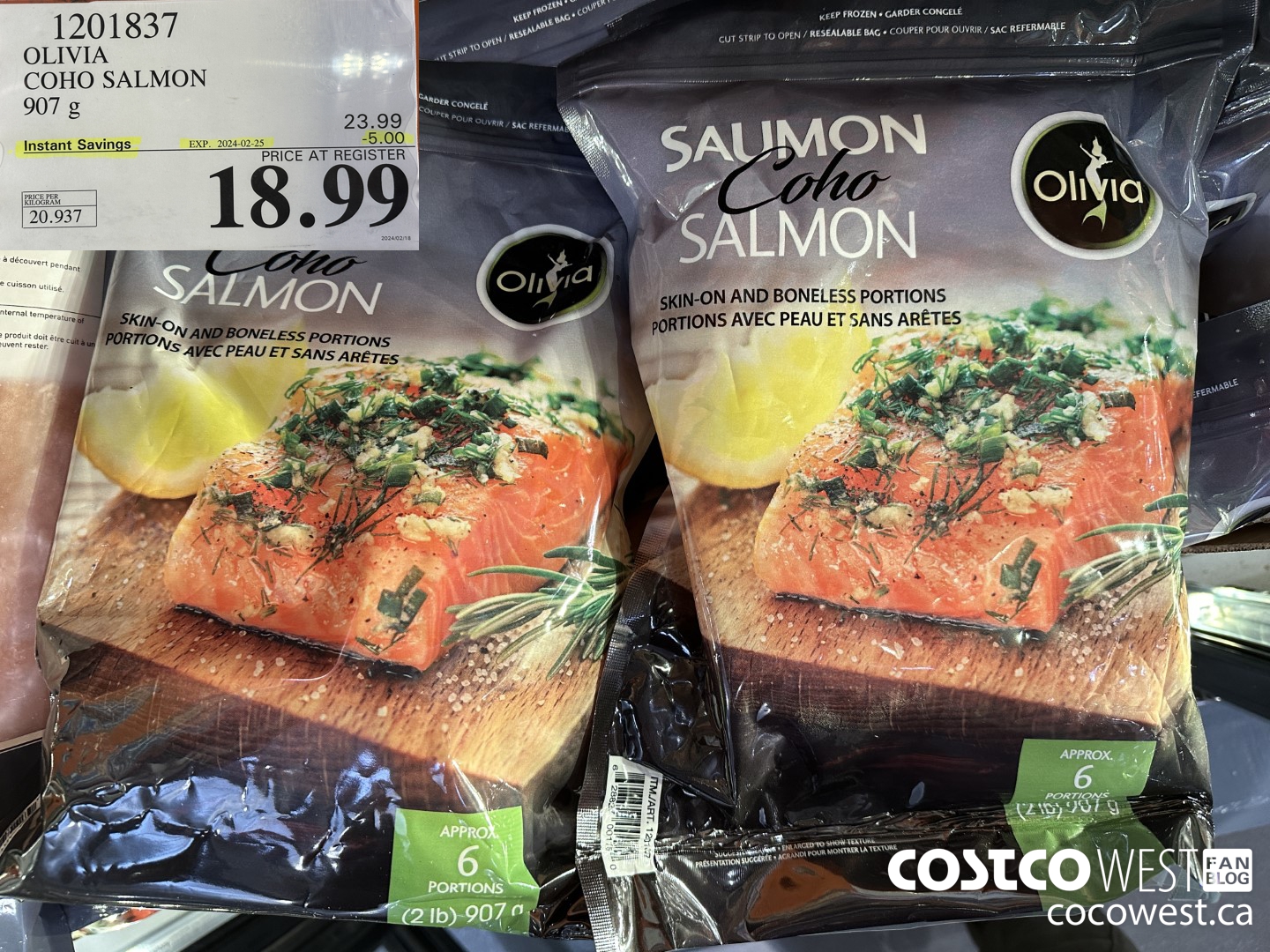 1201837 OLIVIA COHO SALMON 907 g  ($5.00 INSTANT SAVINGS EXPIRES ON 2024-02-25) $18.99