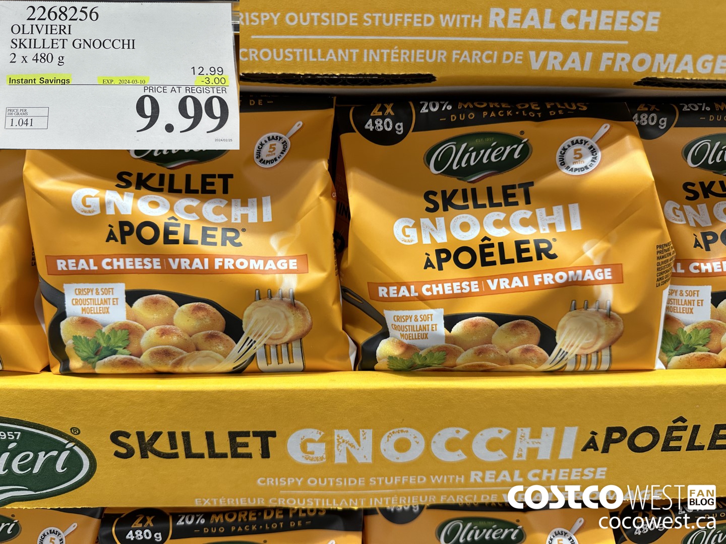 2268256 OLIVIERI SKILLET GNOCCHI 2 X 480G ($3.00 INSTANT SAVINGS EXPIRES ON 2024-03-10) $9.99