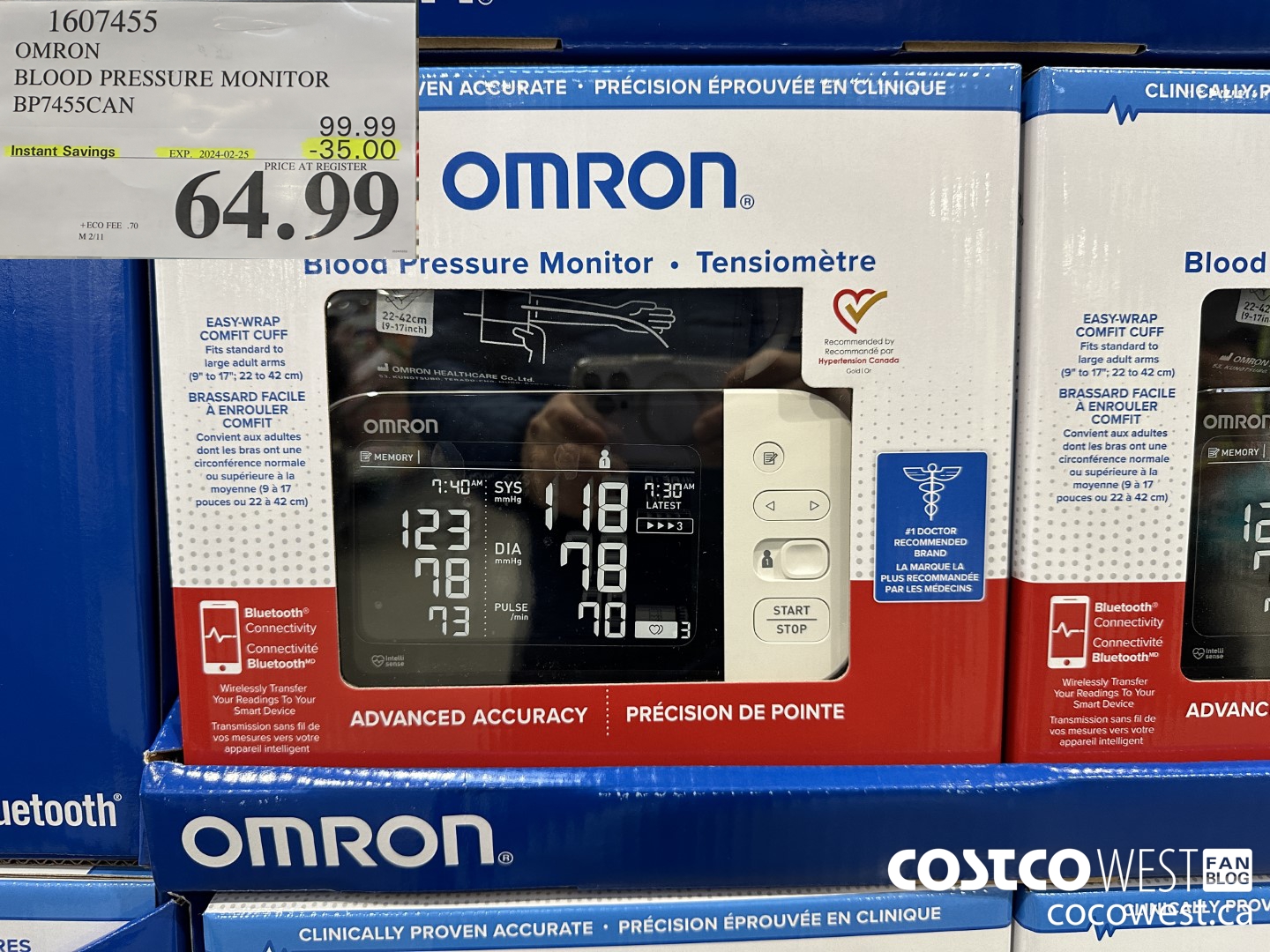 1607455 OMRON BLOOD PRESSURE MONITOR BP7455CAN ($35.00 INSTANT SAVINGS EXPIRES ON 2024-02-25) $64.99