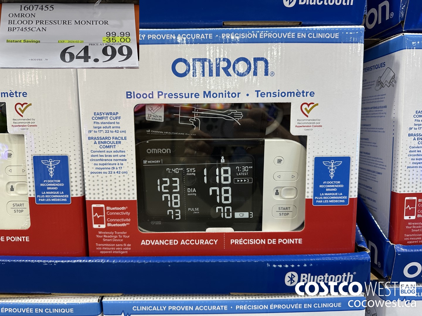 1607455 OMRON BLOOD PRESSURE MONITOR BP7455CAN ($35.00 INSTANT SAVINGS EXPIRES ON 2024-02-25) $64.99