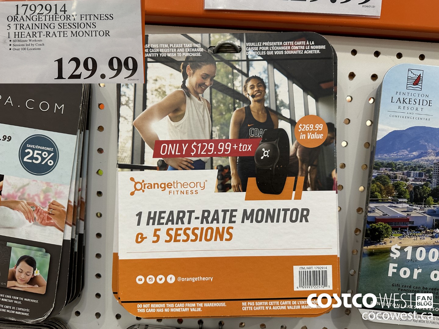 1792914 ORANGETHEORY FITNESS 5 TRAINING SESSIONS 1 HEART-RATE MONITOR $129.99