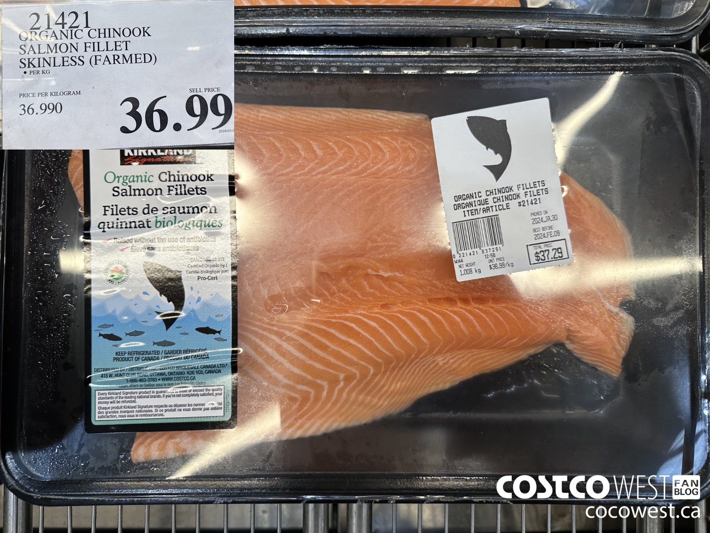 21421 ORGANIC CHINOOK SALMON FILLETS SKINLESS (FARMED) $36.99