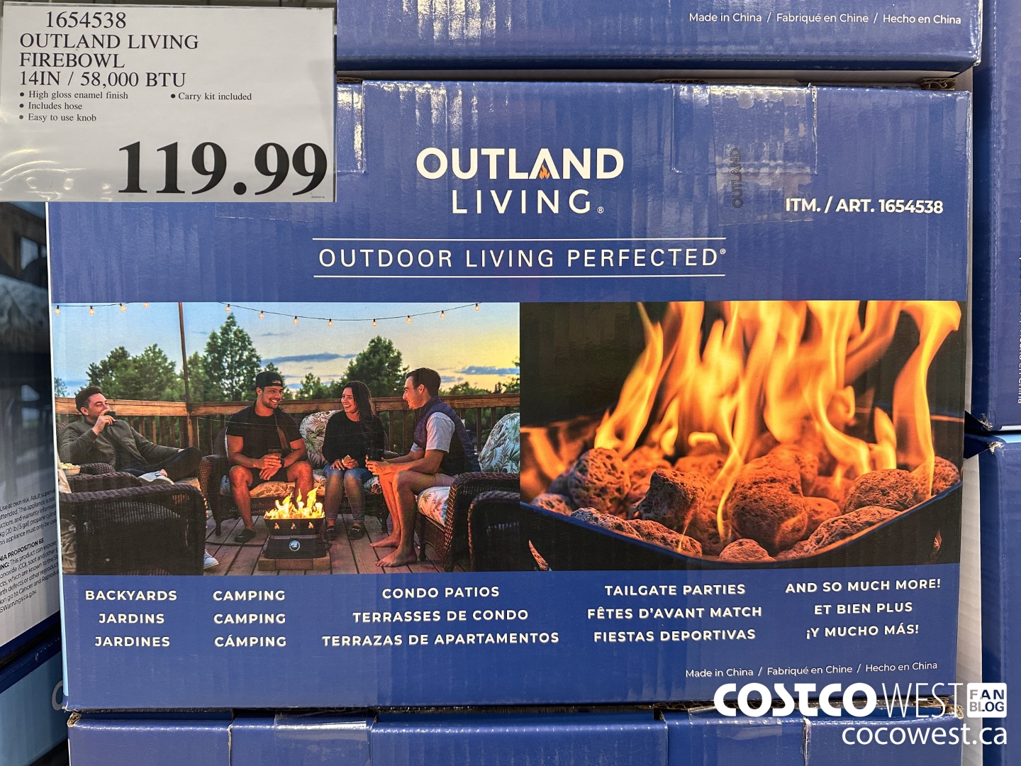 1654538 OUTLAND LIVING FIREBOWL 14IN / 58,000 BTU $119.99
