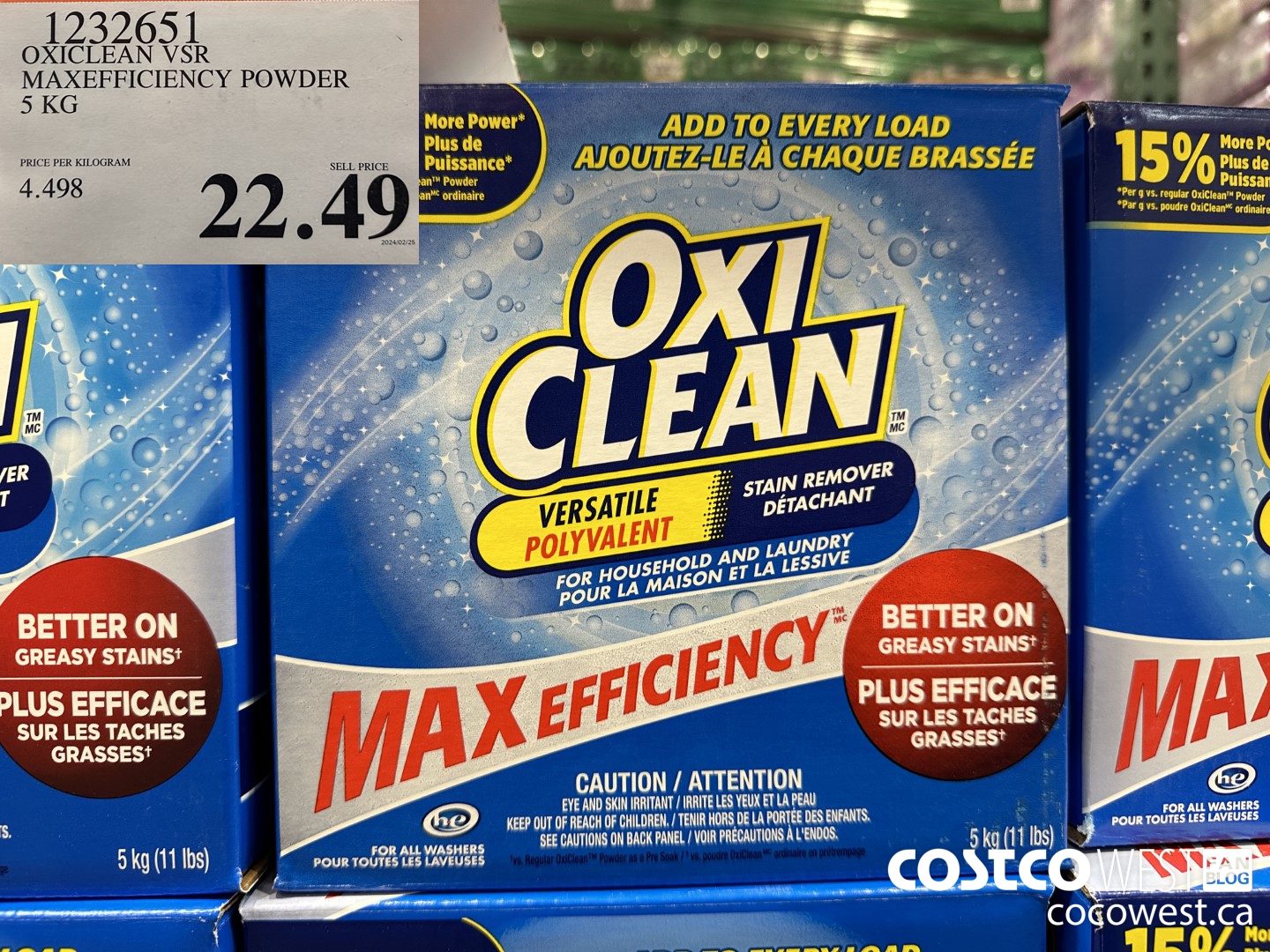 1232651 OXICLEAN VSR MAXEFFICIENCY POWDER 5 KG $22.49
