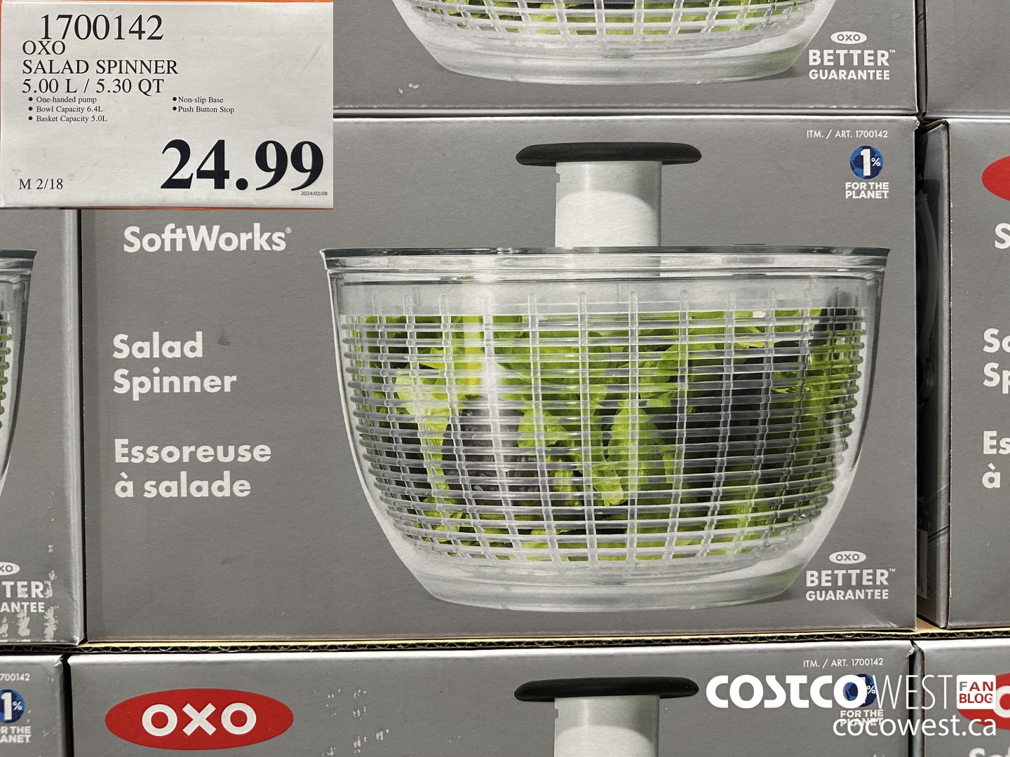 1700142 OXO SALAD SPINNER 5.00 L / 5.30 QT $24.99