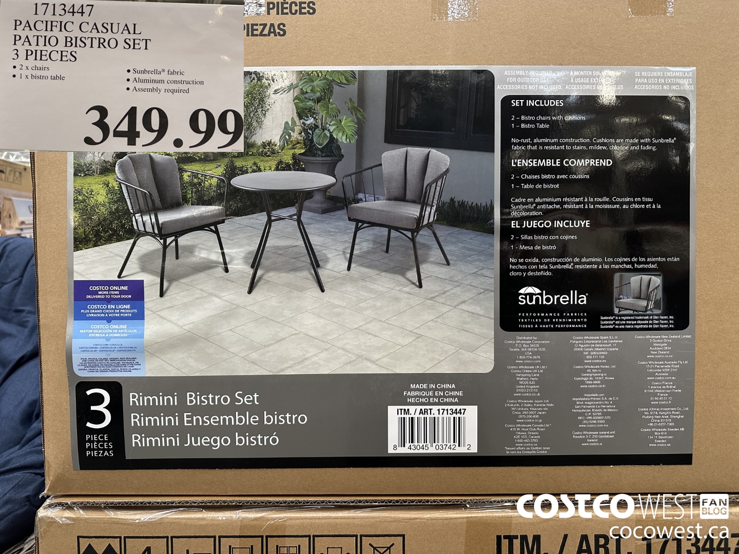 1713447 PACIFIC CASUAL PATIO BISTRO SET 3 PIECES $349.99