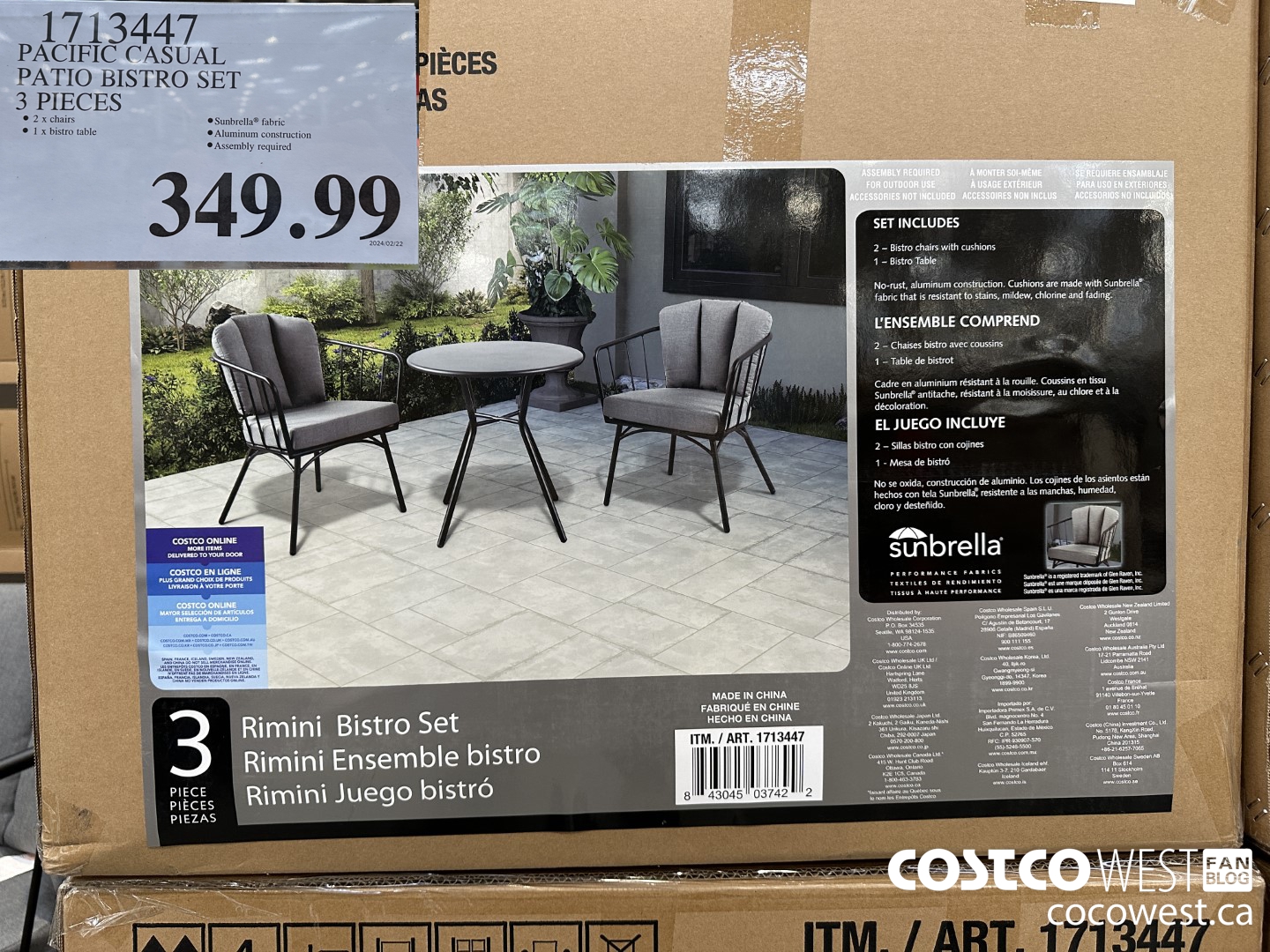 1713447 PACIFIC CASUAL PATIO BISTRO SET 3 PIECES $349.99