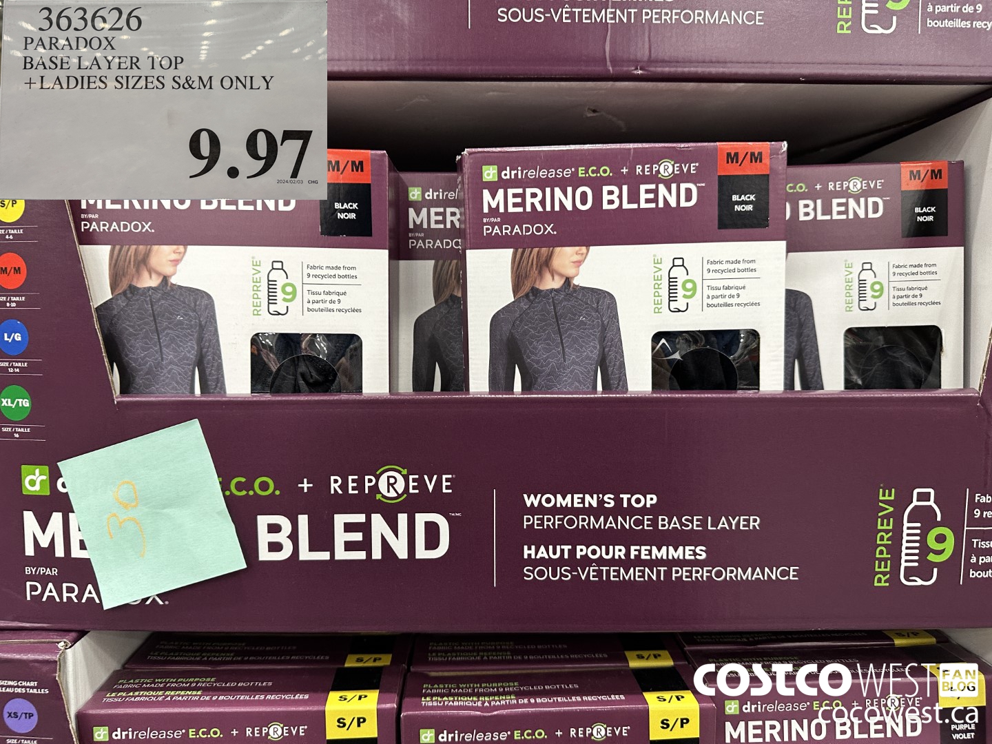 363626 PARADOX BASE LAYER TOP LADIES SIZES S & M ONLY $9.97