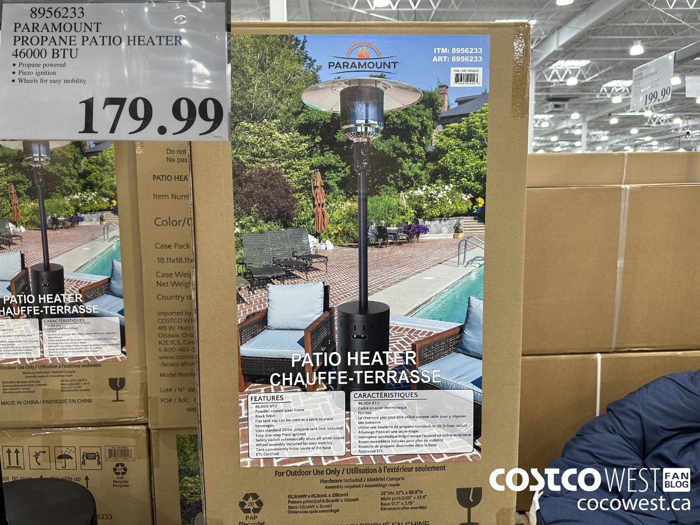 8956233 PARAMOUNT PROPANE PATIO HEATER 46000 BTU $179.99