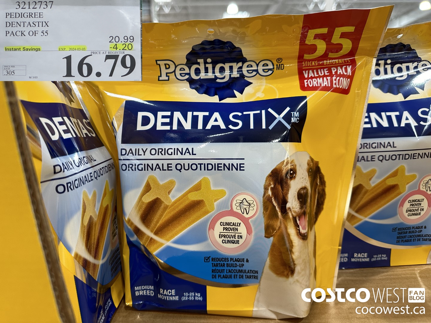 3212737 PEDIGREE DENTASTIX PACK OF 55 ($4.20 INSTANT SAVINGS EXPIRES ON 2024-03-03) $16.79