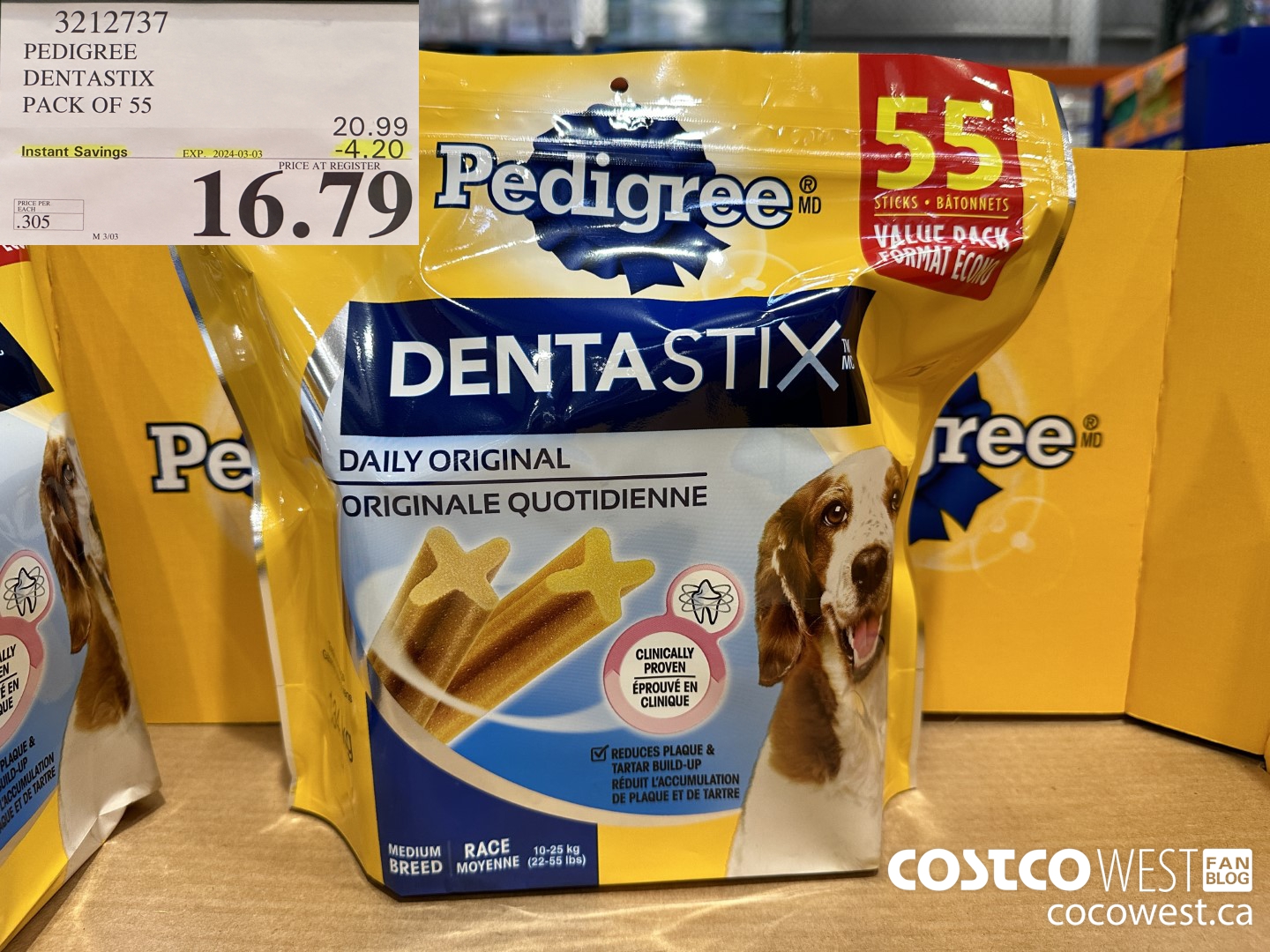 3212737 PEDIGREE DENTASTIX PACK OF 55 ($4.20 INSTANT SAVINGS EXPIRES ON 2024-03-03) $16.79