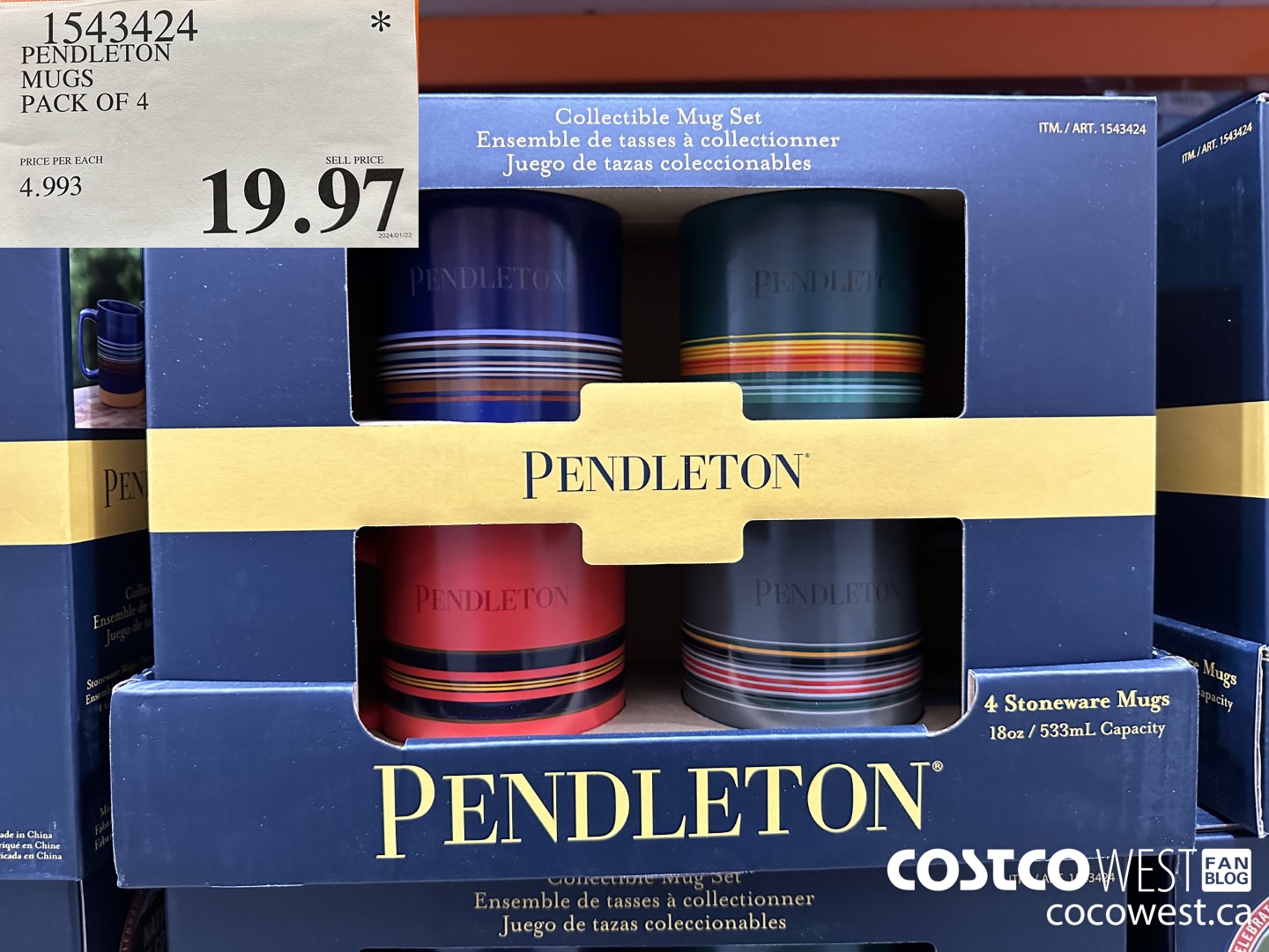 1543424 PENDLETON MUGS PACK OF 4 $19.97