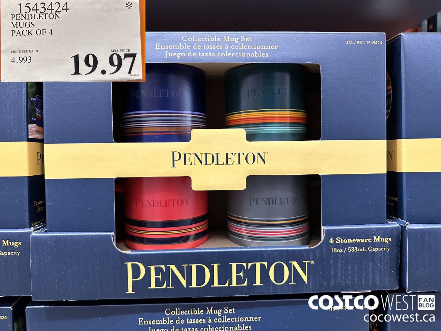 1543424 PENDLETON MUGS PACK OF 4 $19.97