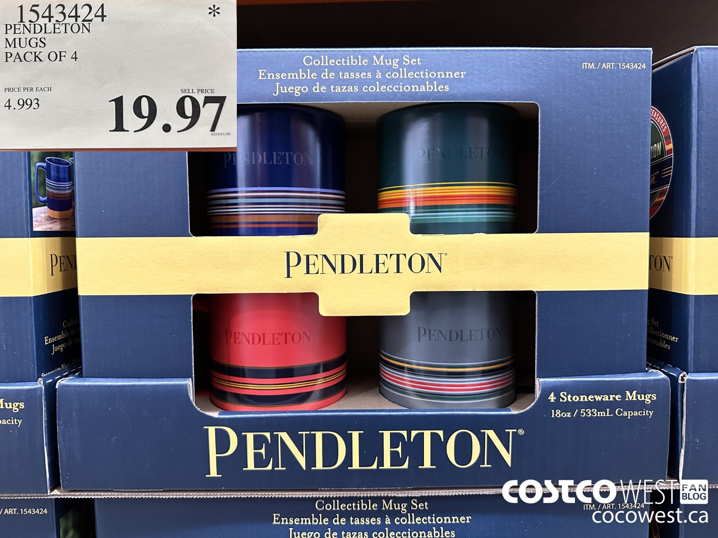1543424 PENDLETON MUGS PACK OF 4 $19.97