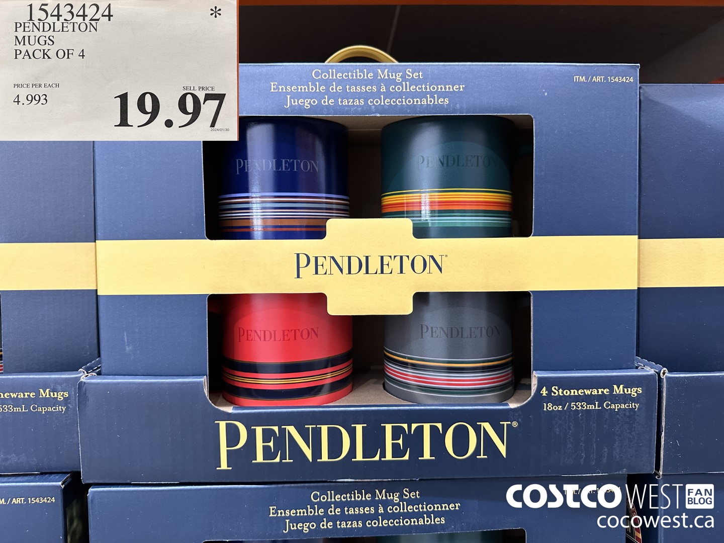 1543424 PENDLETON MUGS PACK OF 4 $19.97