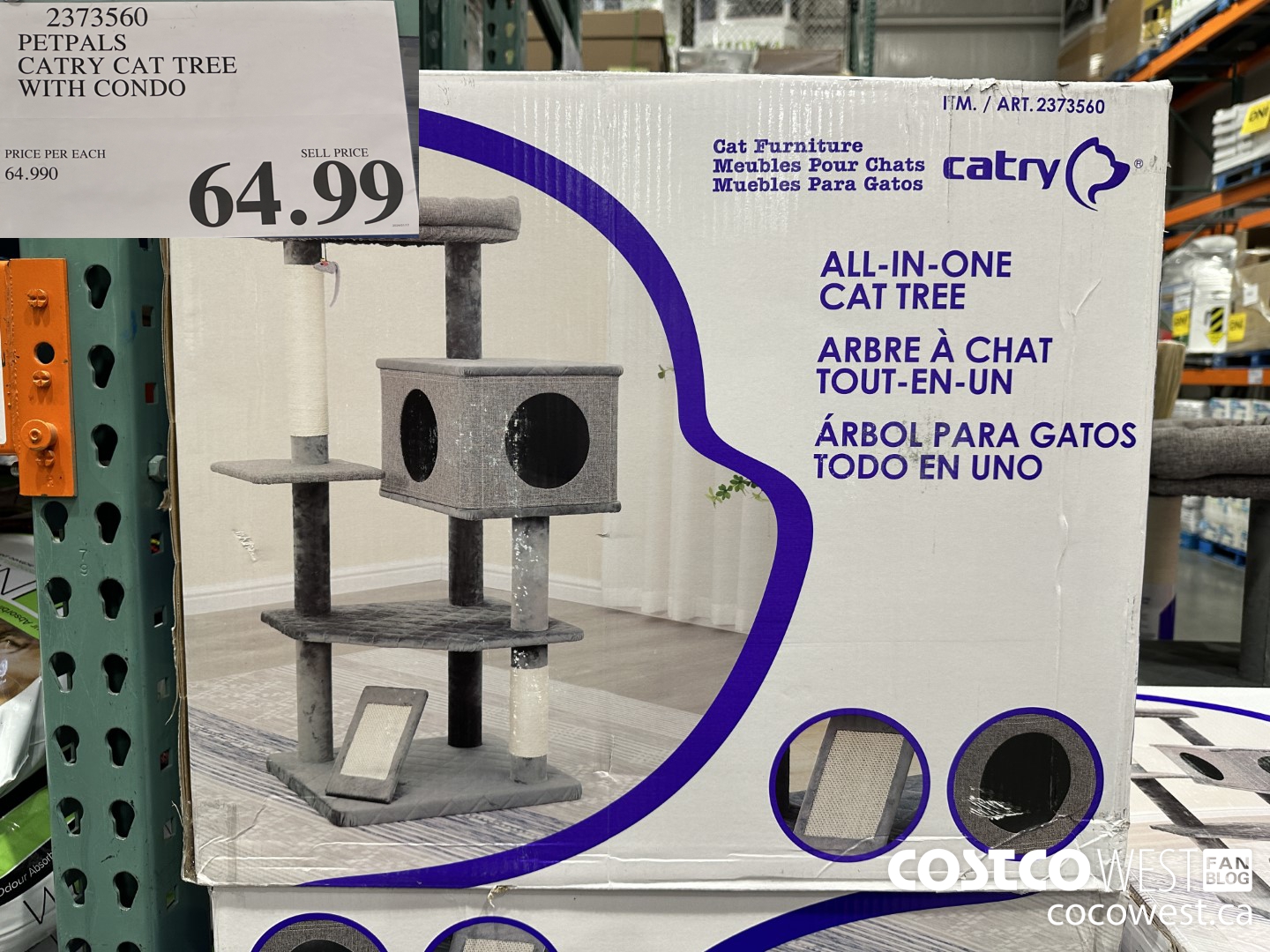 2373560 PETPALS CATRY CAT TREE WITH CONDO $64.99