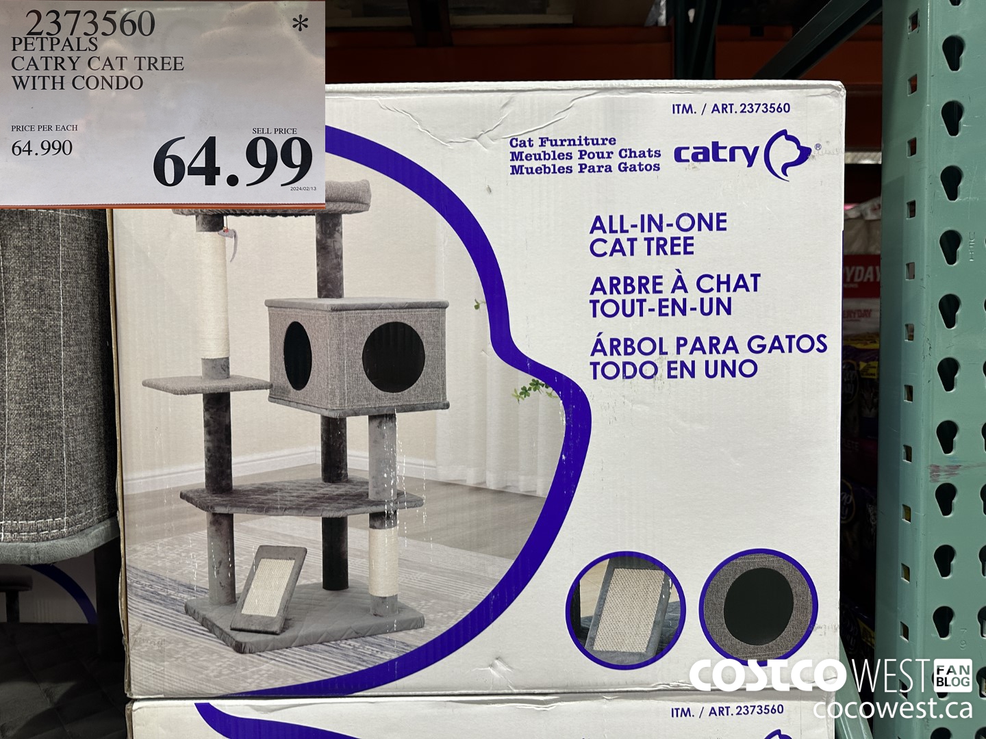 2373560 PETPALS CATRY CAT TREE WITH CONDO $64.99