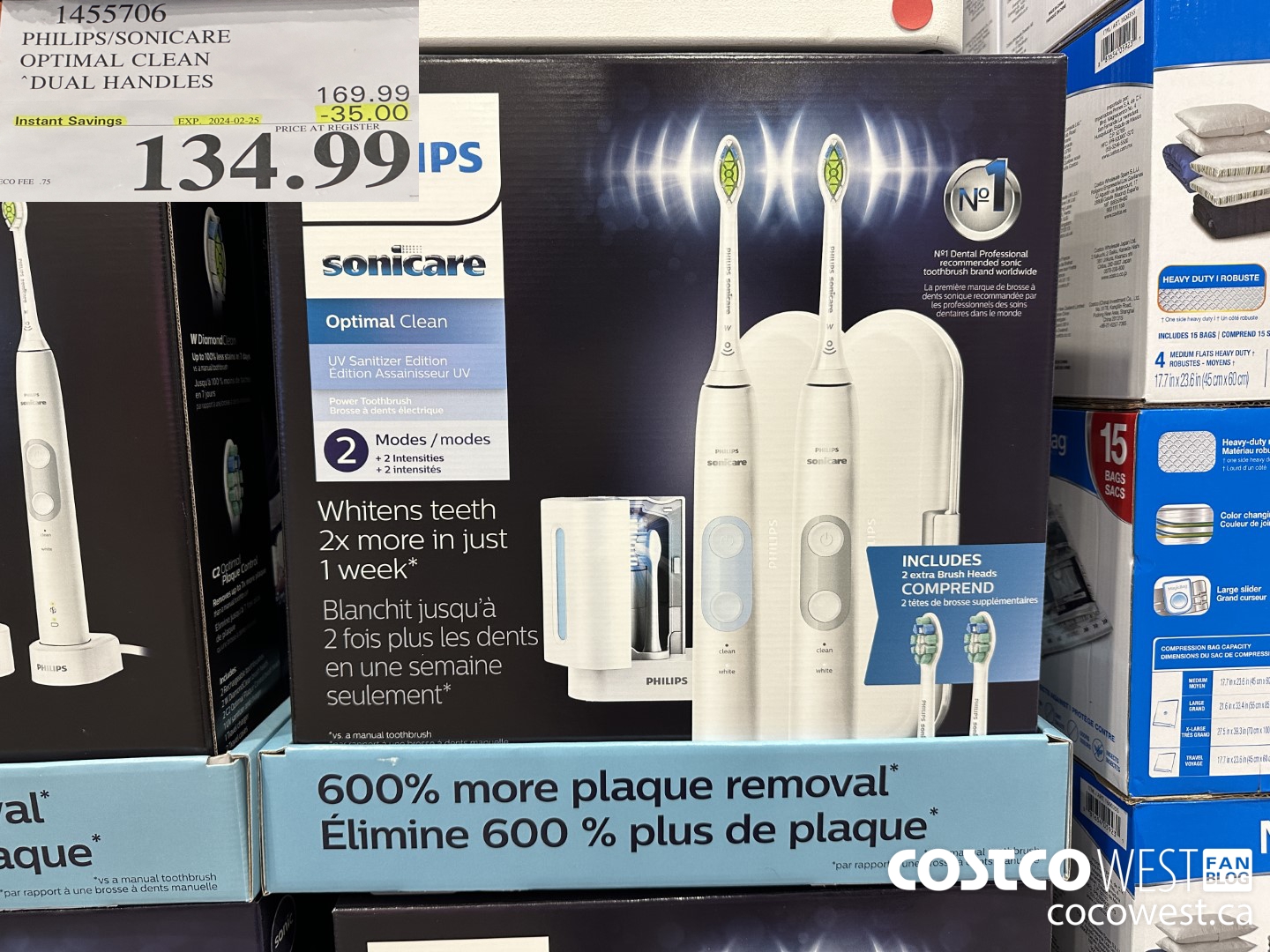 1455706 PHILIPS/SONICARE OPTIMAL CLEAN DUAL HANDLES ($35.00 INSTANT SAVINGS EXPIRES ON 2024-02-25) $134.99