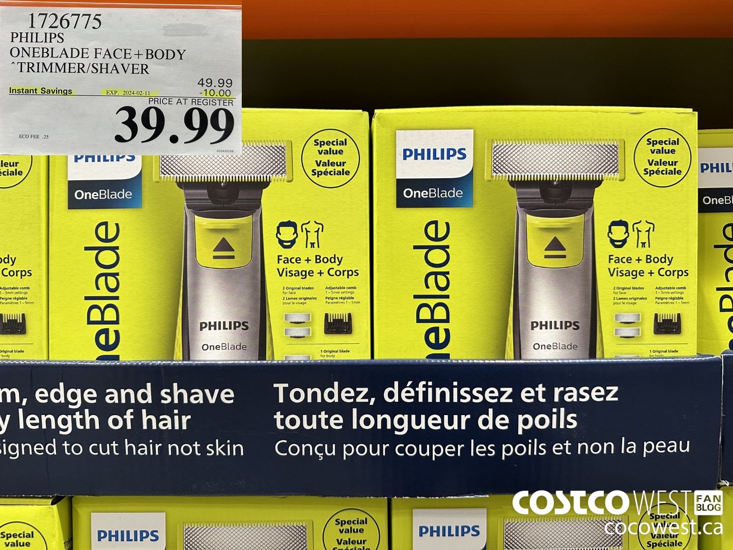 1726775 PHILIPS ONEBLADE FACE + BODY TRIMMER/SHAVER ($10.00 INSTANT SAVINGS EXPIRES ON 2024-02-11) $39.99