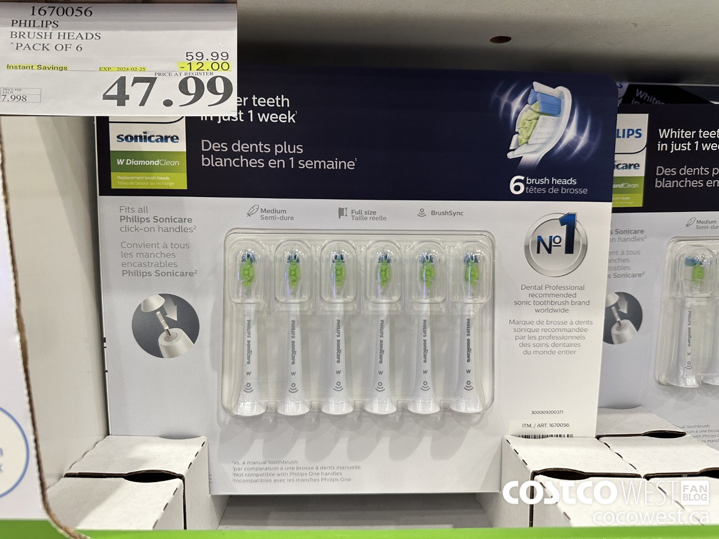 1670056 PHILIPS SONICARE DIAMONDCLEAN BRUSH HEADS 6-PACK ($12.00 INSTANT SAVINGS EXPIRES ON 2024-02-25) $47.99