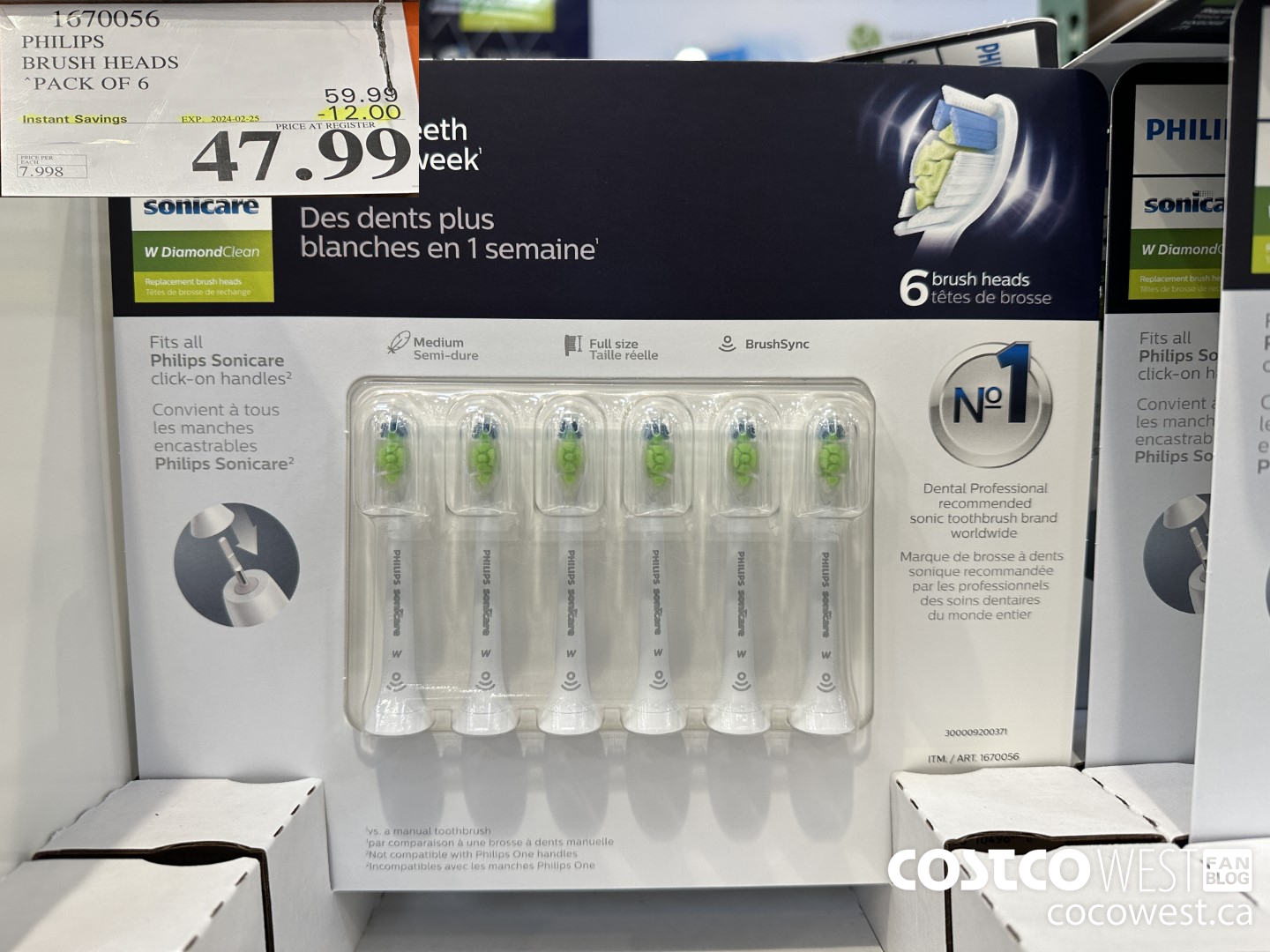 1670056 PHILIPS SONICARE DIAMONDCLEAN BRUSH HEADS 6-PACK ($12.00 INSTANT SAVINGS EXPIRES ON 2024-02-25) $47.99