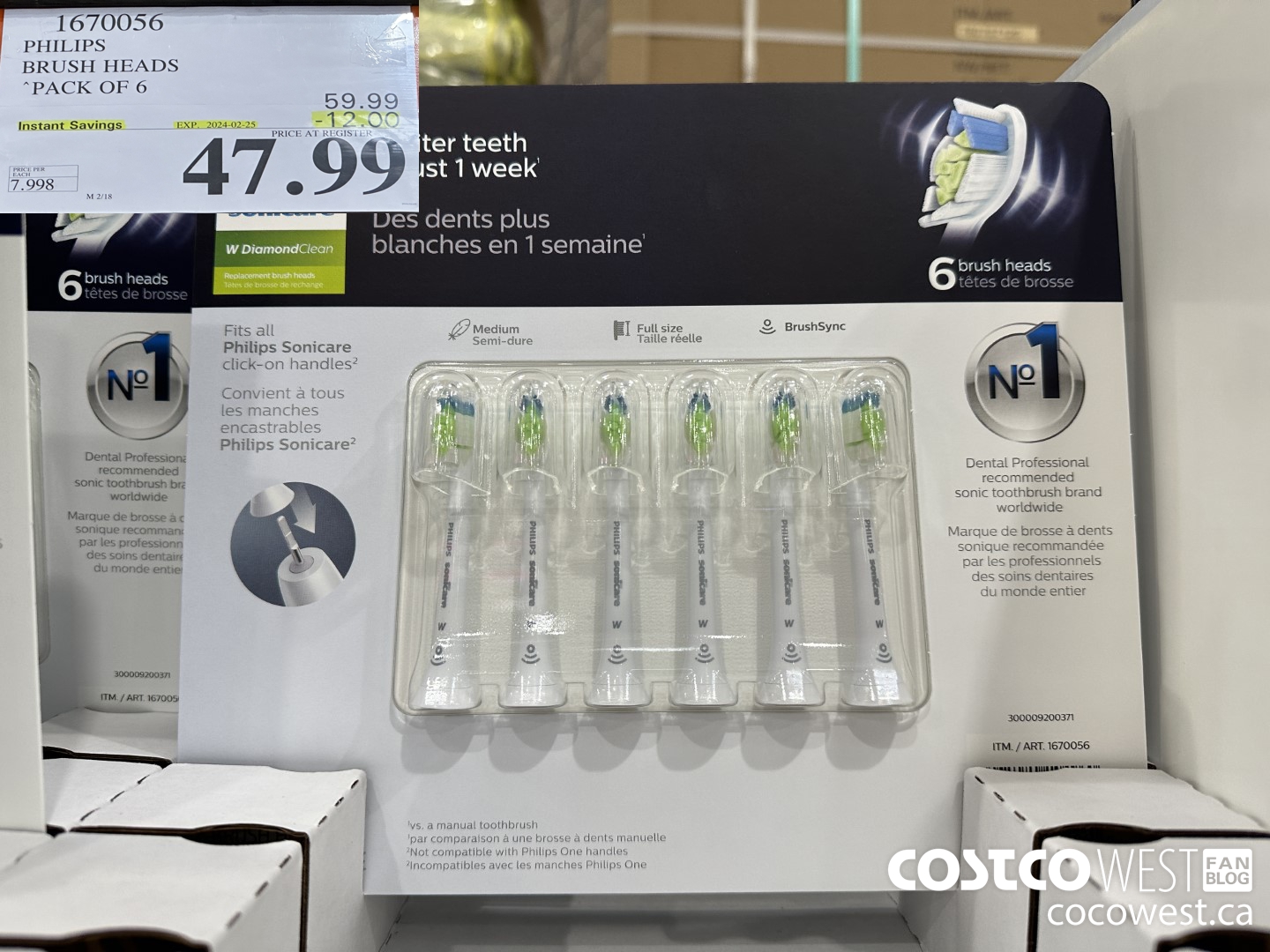 1670056 PHILIPS SONICARE DIAMONDCLEAN BRUSH HEADS 6-PACK ($12.00 INSTANT SAVINGS EXPIRES ON 2024-02-25) $47.99