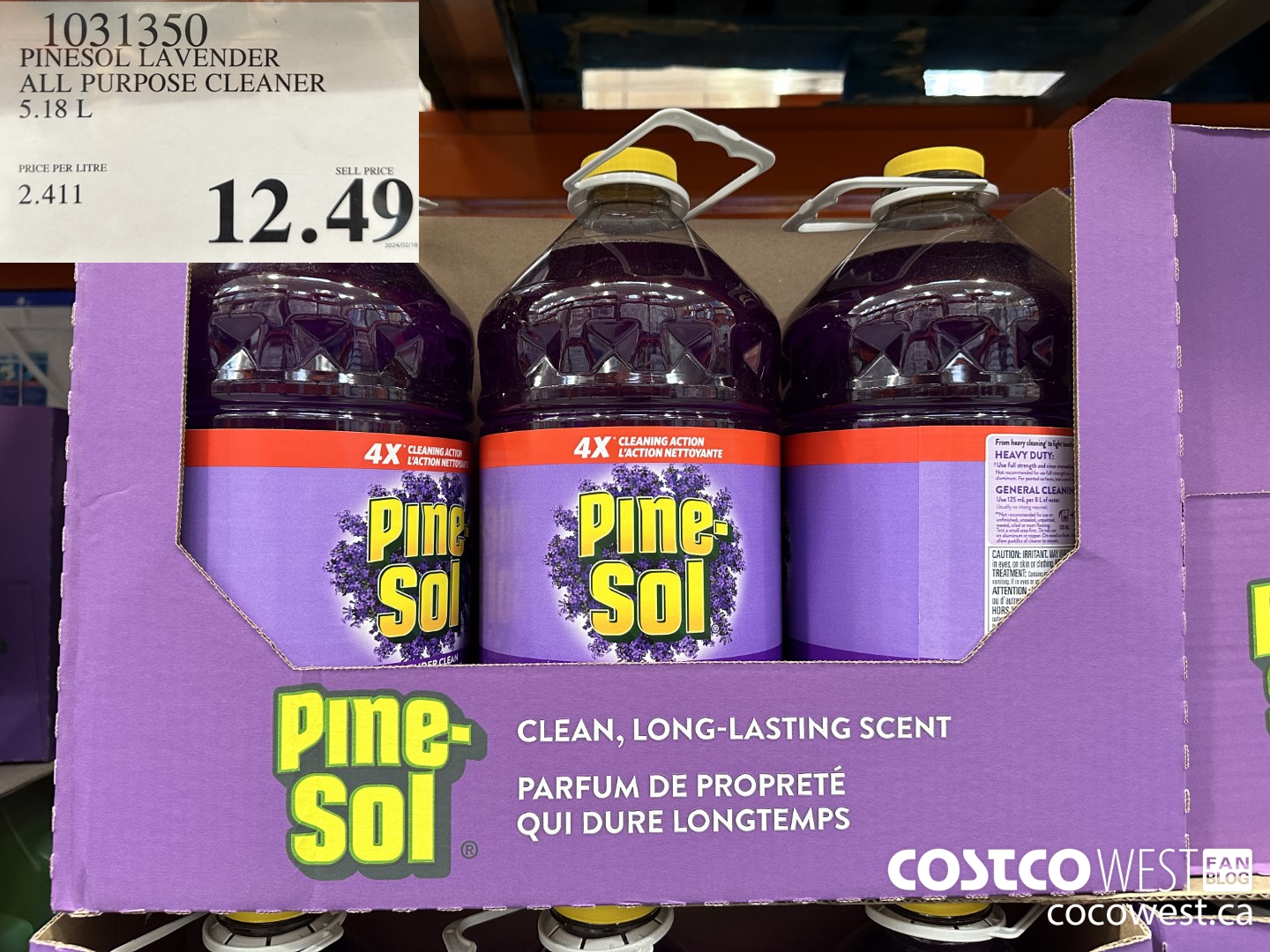 1031350 PINESOL LAVENDER ALL PURPOSE CLEANER 5.18 L $12.49