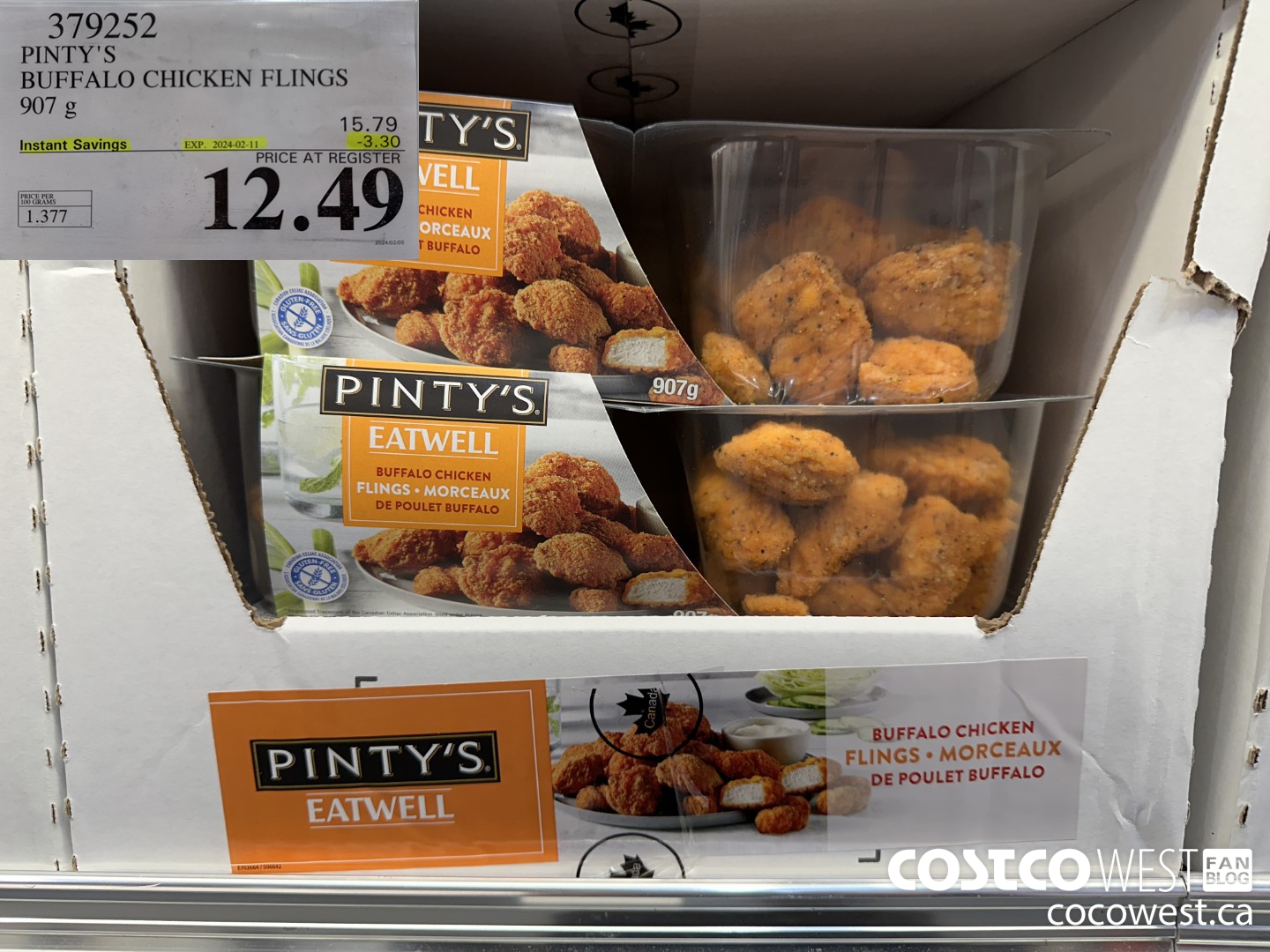 379252 PINTY'S BUFFALO CHICKEN FLINGS 907 g ($3.30 INSTANT SAVINGS EXPIRES ON 2024-02-11) $12.49