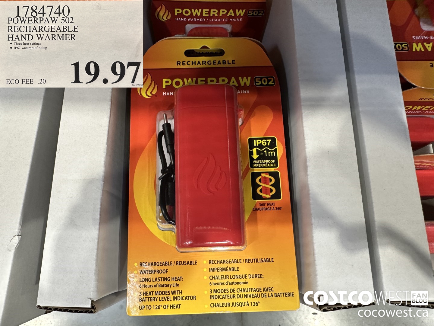 1784740 POWERPAW 502 RECHARGEABLE HAND WARMER $19.97