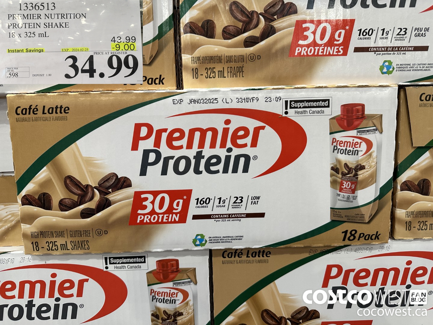 1336513 PREMIER NUTRITION PROTEIN SHAKE 18 X 325 ML ($9.00 INSTANT SAVINGS EXPIRES ON 2024-02-25) $34.99