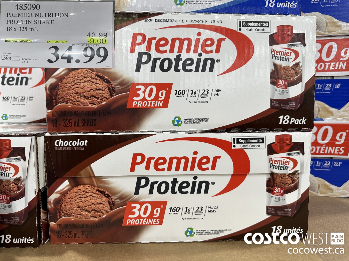 485090 PREMIER NUTRITION PROTEIN SHAKE 18 x 325 mL ($9.00 INSTANT SAVINGS EXPIRES ON 2024-02-25) $34.99