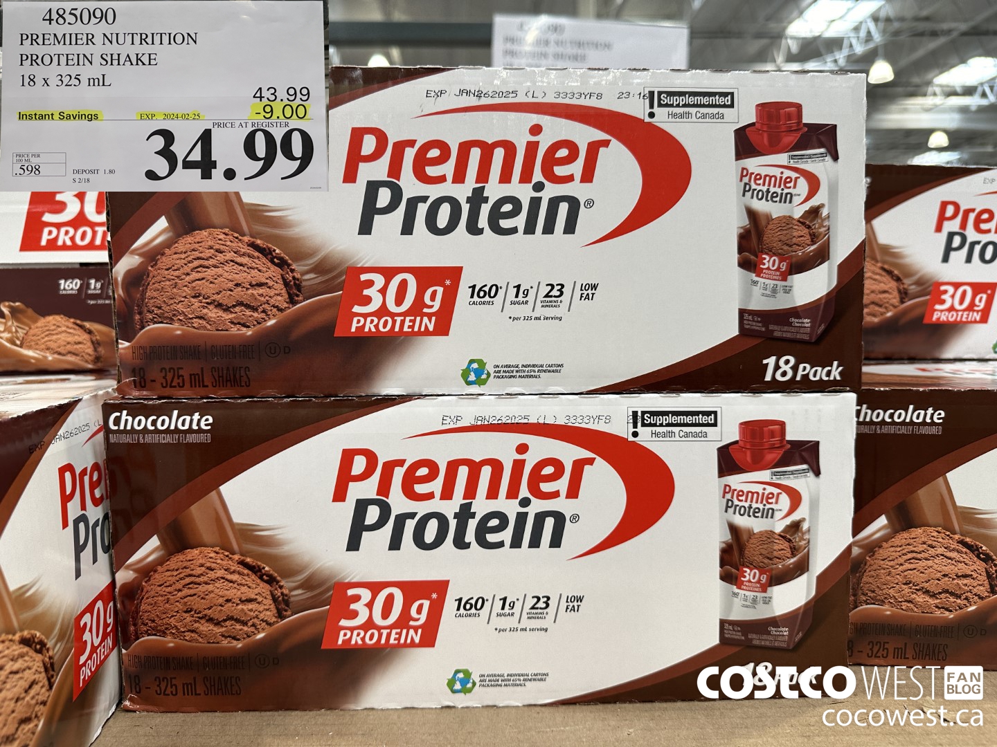 485090 PREMIER NUTRITION PROTEIN SHAKE 18 x 325 mL ($9.00 INSTANT SAVINGS EXPIRES ON 2024-02-25) $34.99