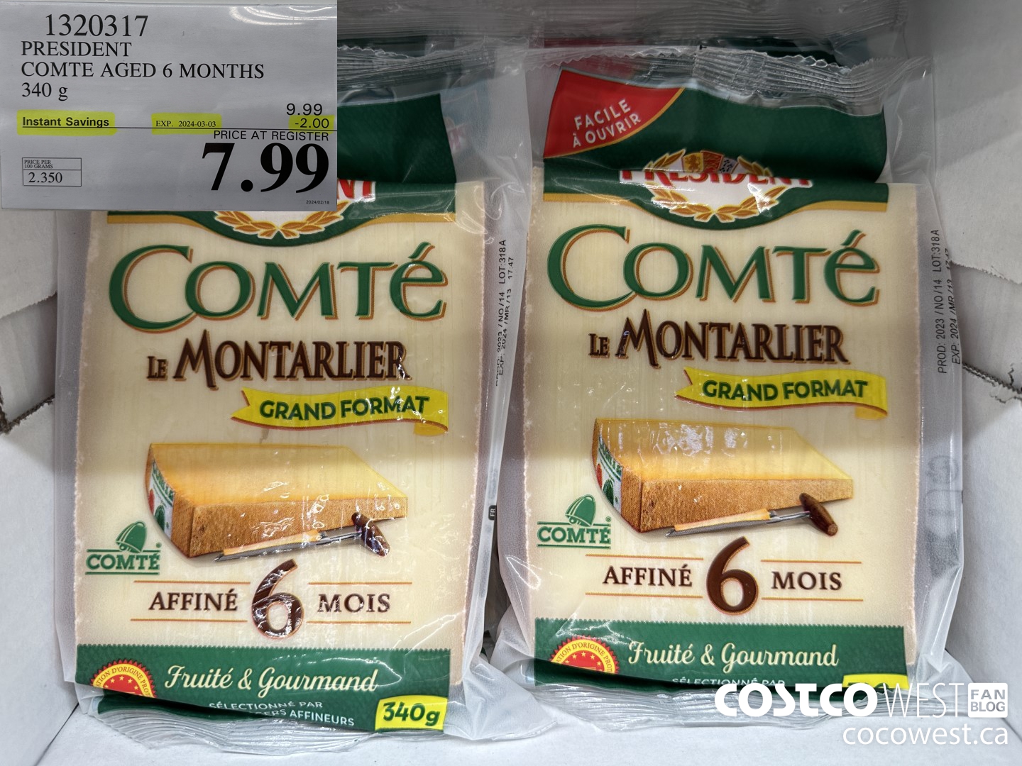 1320317 PRESIDENT COMTE AGED 6 MONTHS 340 G ($2.00 INSTANT SAVINGS EXPIRES ON 2024-03-03) $7.99