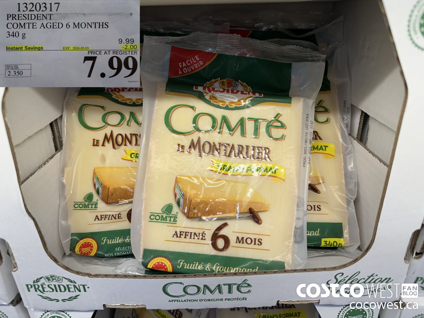 1320317 PRESIDENT COMTE AGED 6 MONTHS 340 G ($2.00 INSTANT SAVINGS EXPIRES ON 2024-03-03) $7.99