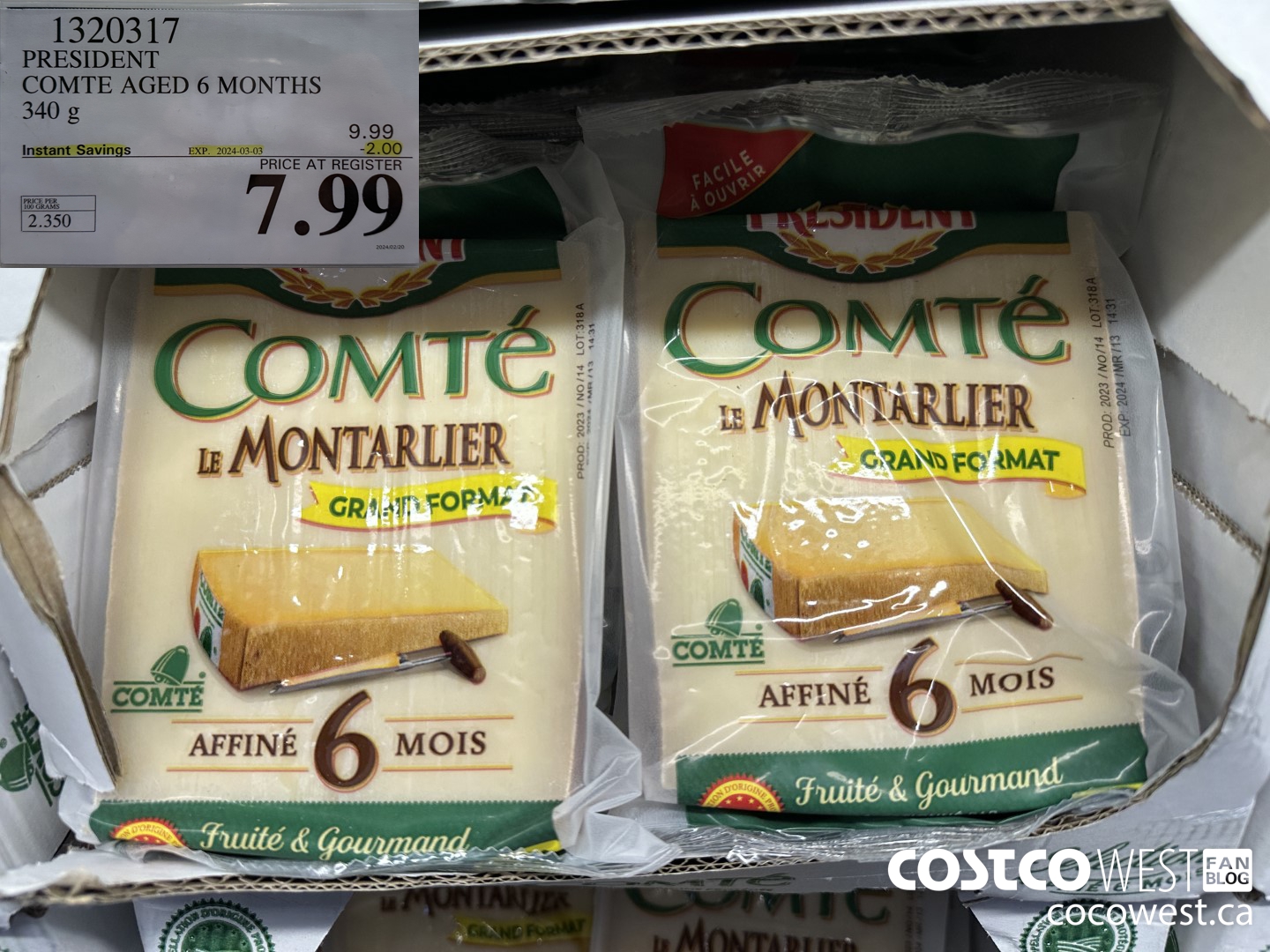1320317 PRESIDENT COMTE AGED 6 MONTHS 340 G ($2.00 INSTANT SAVINGS EXPIRES ON 2024-03-03) $7.99