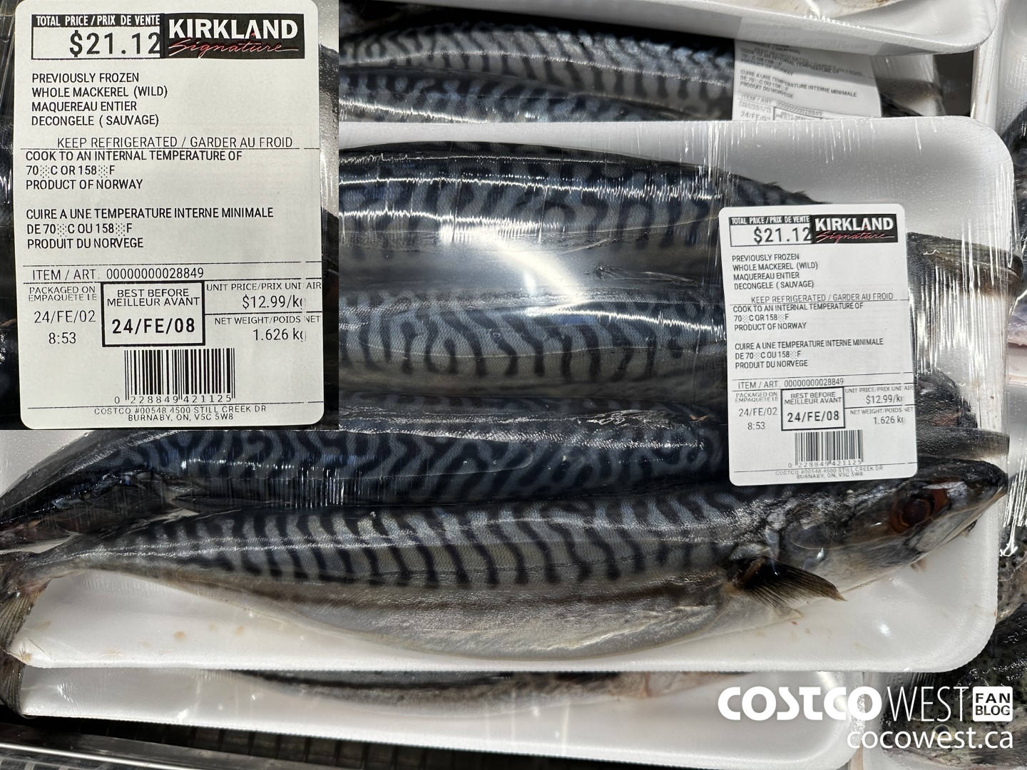 28849 PREVIOUSLY FROZEN WHOLE MACKEREL (WILD) $12.99