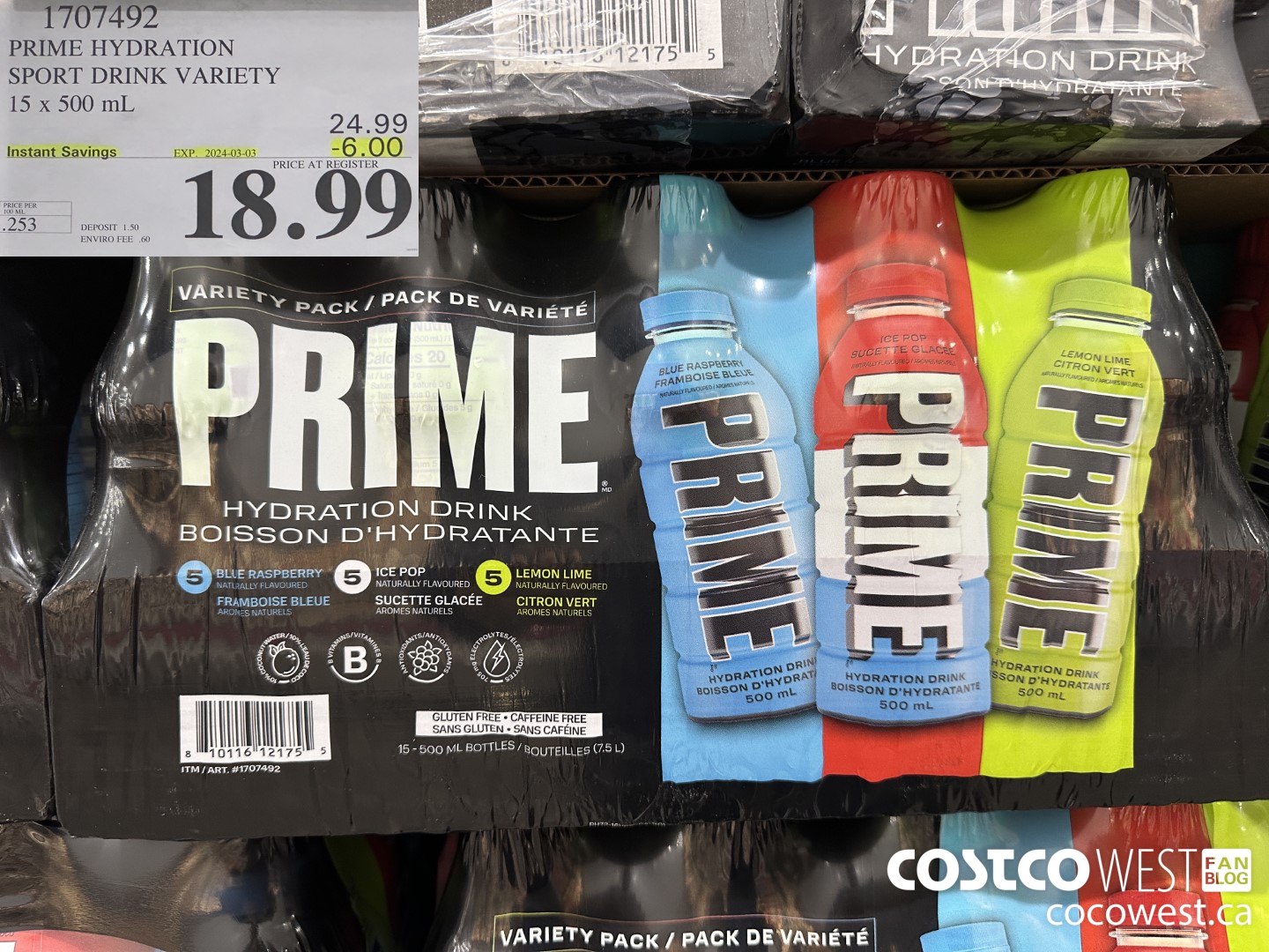 1707492 PRIME SPORT DRINK VARIETY 15 X 500 ML ($6.00 INSTANT SAVINGS EXPIRES ON 2024-03-03) $18.99