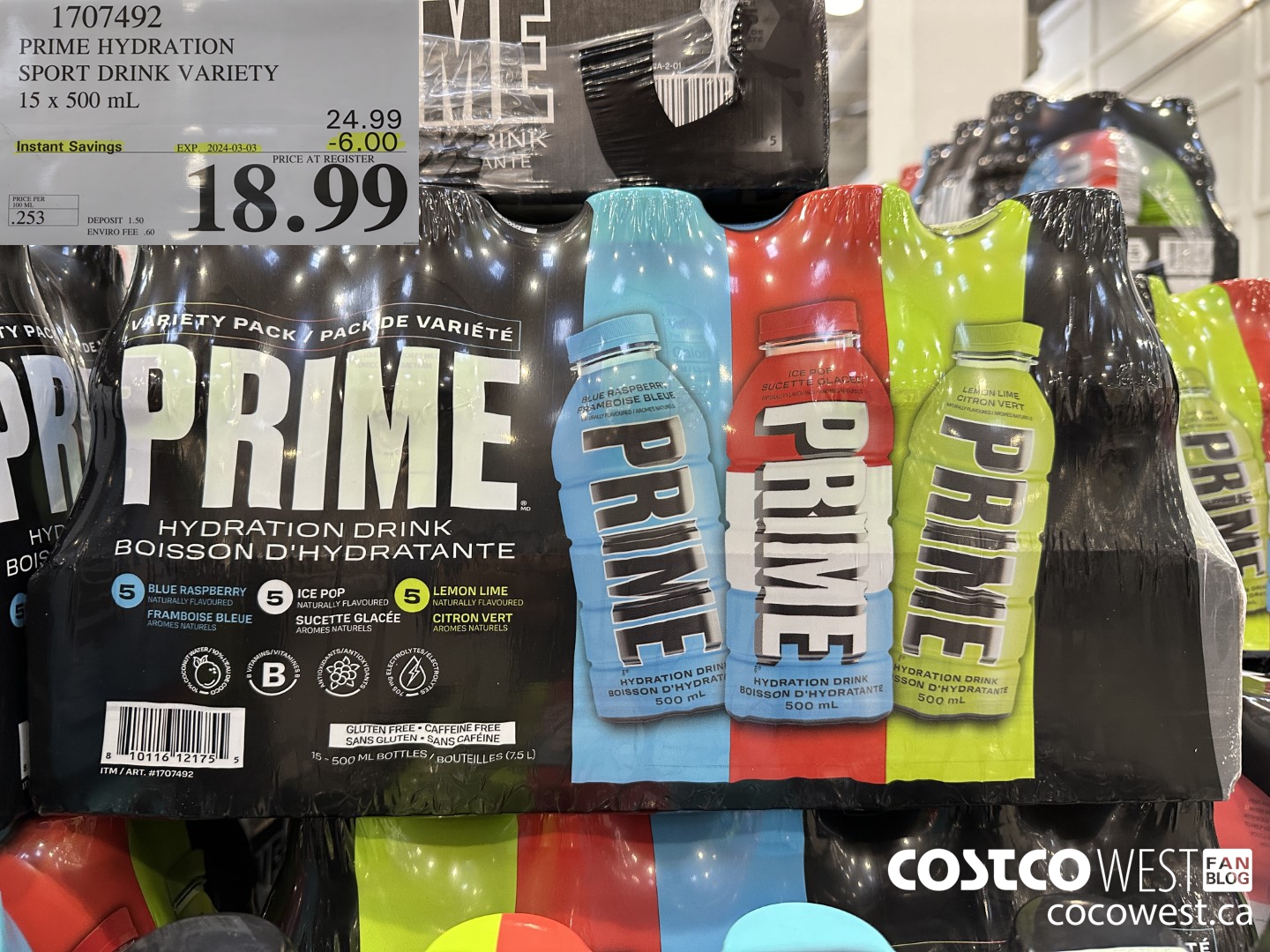 1707492 PRIME SPORT DRINK VARIETY 15 X 500 ML ($6.00 INSTANT SAVINGS EXPIRES ON 2024-03-03) $18.99