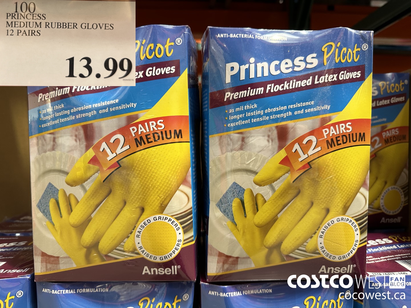 100 PRINCESS MEDIUM RUBBER GLOVES 12 PAIRS  $13.99