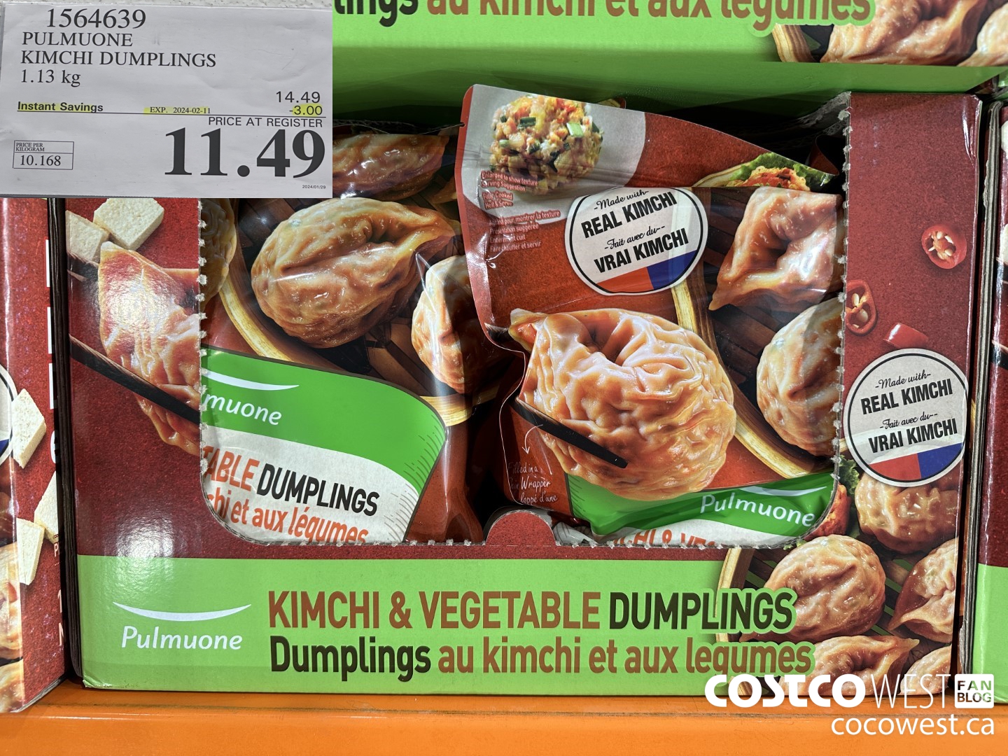1564639 PULMUONE KIMCHI DUMPLINGS 1.13 kg ($3.00 INSTANT SAVINGS EXPIRES ON 2024-02-11) $11.49